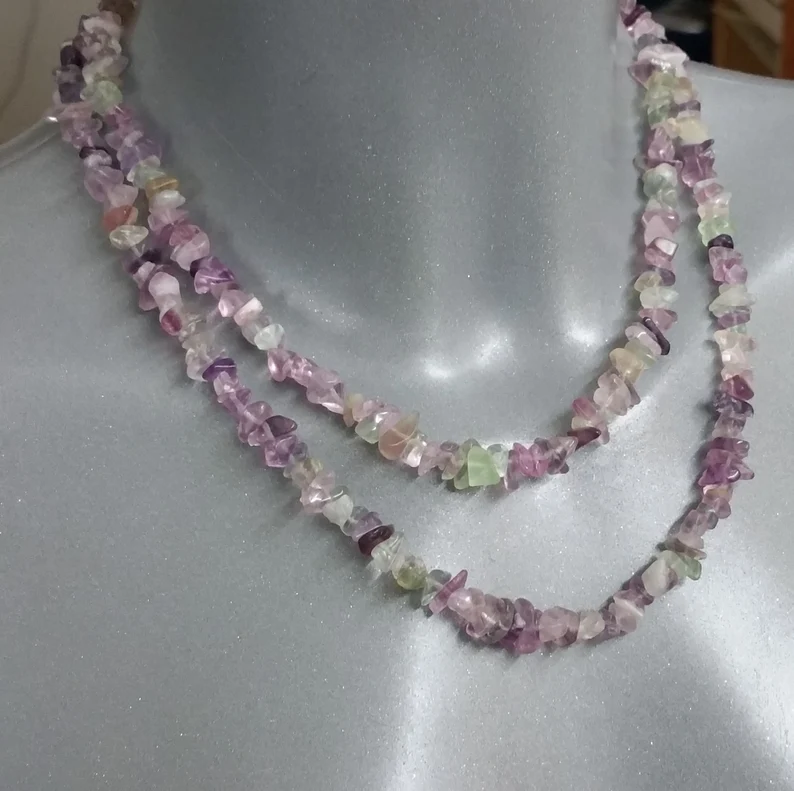 Halskette Fluorit lila/grün ohne Verschluss EK103