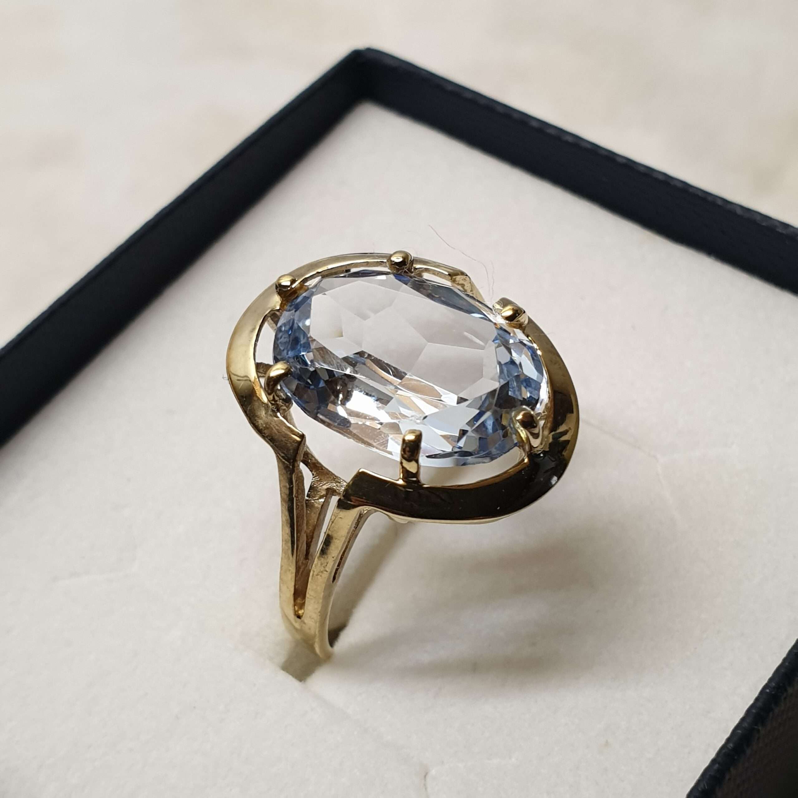 17 mm Goldring Ring Gold 333 Topas blau Blautopas Vintage Design elegant GR160