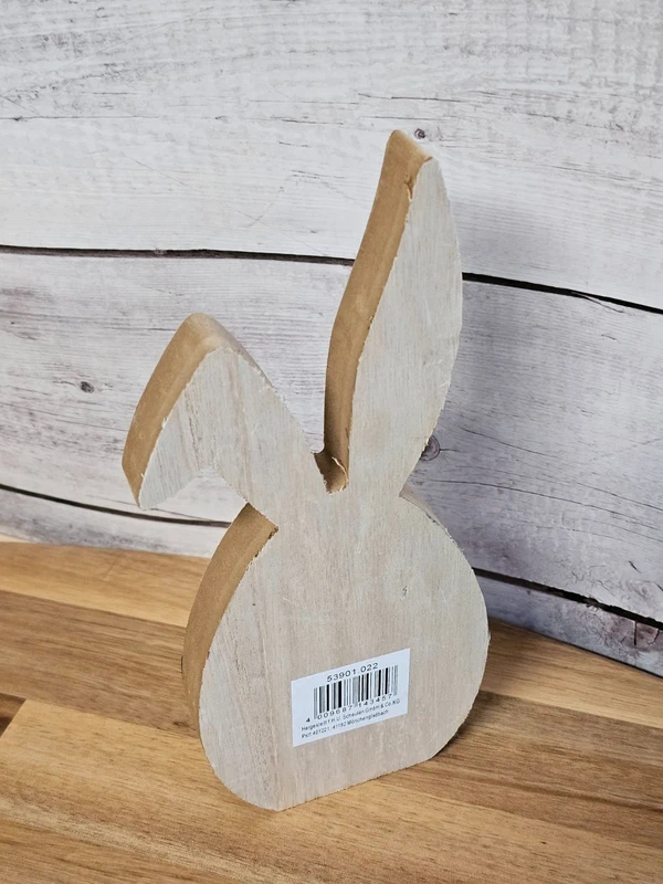 Ostern Frühling Osterhase Hase MDF Holz Design Pünktchen schwarz weiß 22 x 10 x 3,5 cm