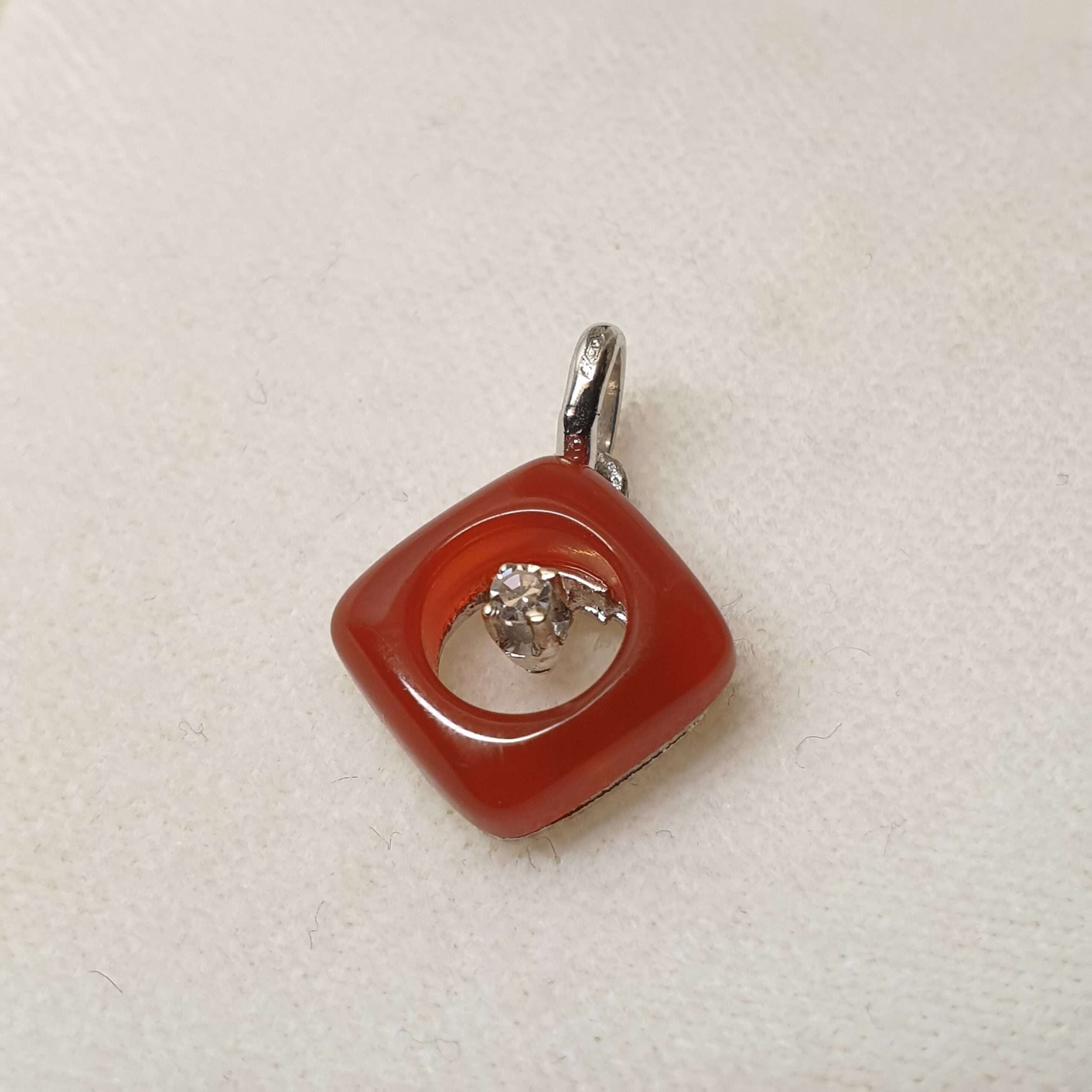 Anhänger Gold 333 Weißgold mit Karneol & Topas klar edel Vintage selten rar GAN143