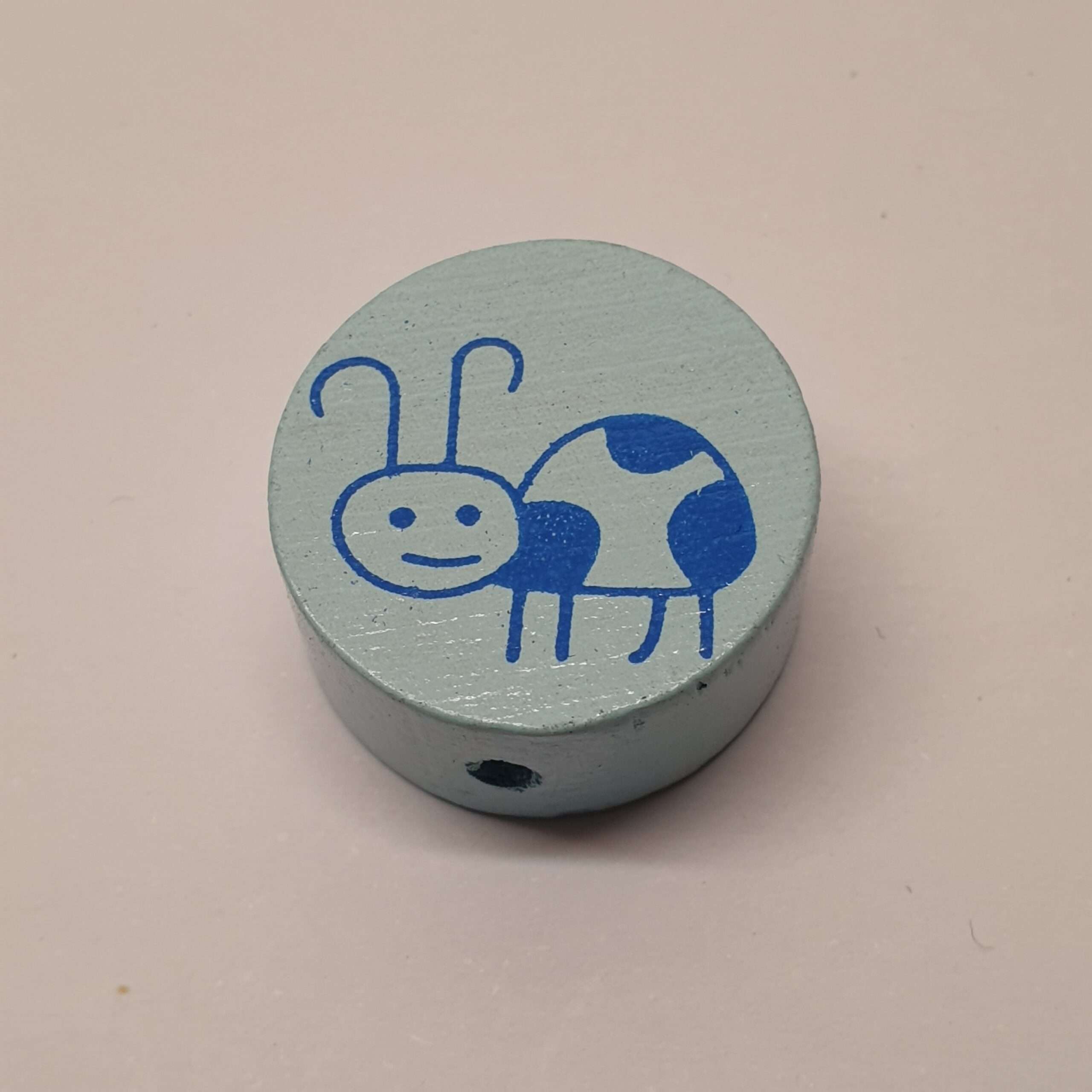 Motivperle Perle rund Motiv Käfer Marienkäfer blau hellblau MP158