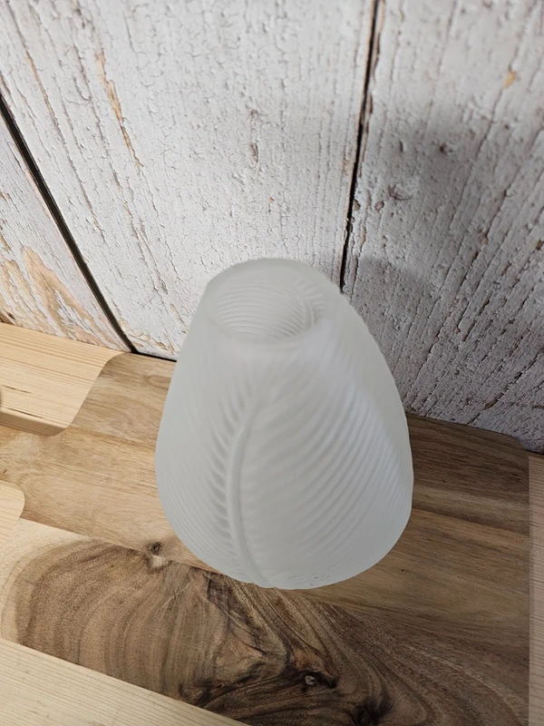 Flaschenvase mit Blattstruktur, Glas, milchig, 22cm, Ø14cm