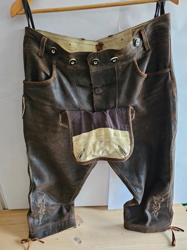 Trachten Lederhose dreiviertel lang Gr. 52 Echtleder XL·S