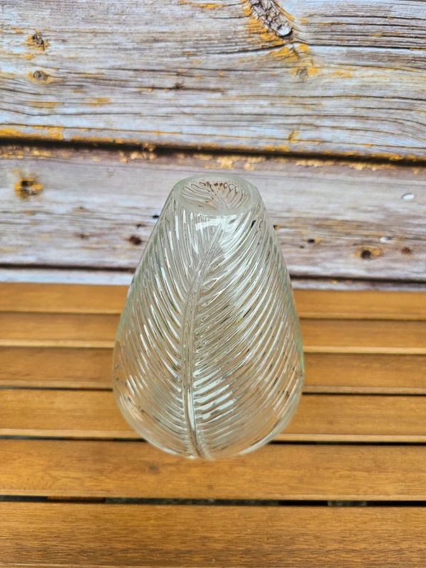 Flaschenvase mit Blattstruktur, Glas, klar, 22cm, Ø14cm