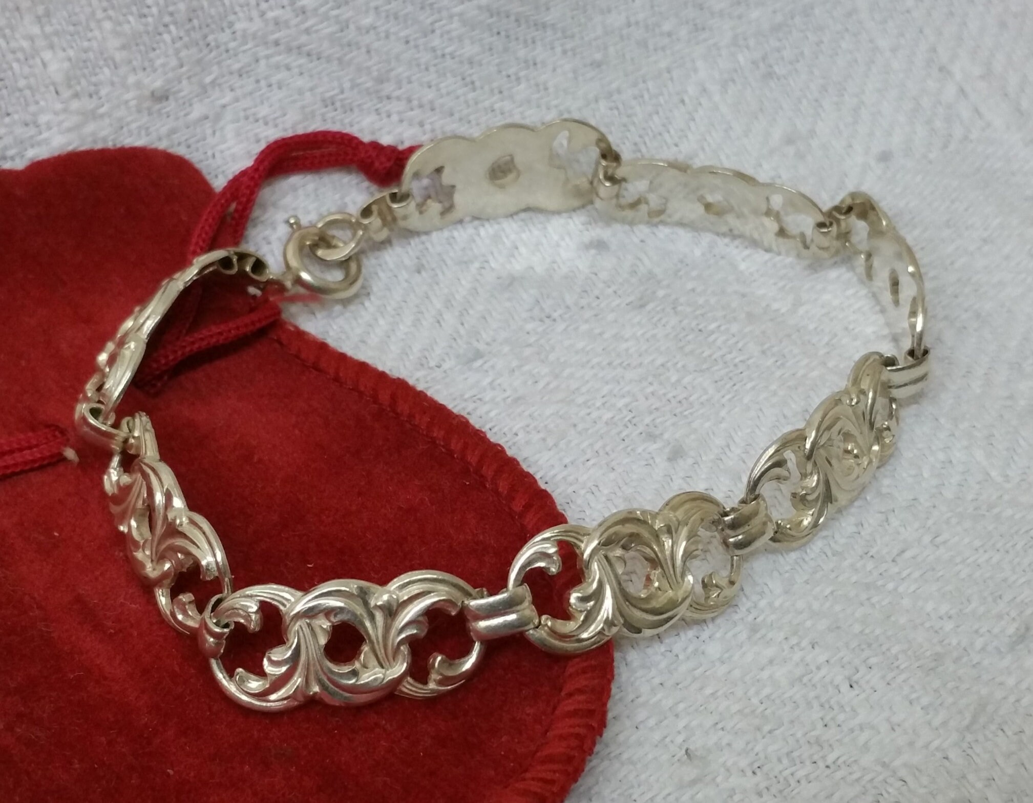 19 cm Armband Gliederarmband Silber 835 Silberarmband Shabby Vintage Ornamente SA611