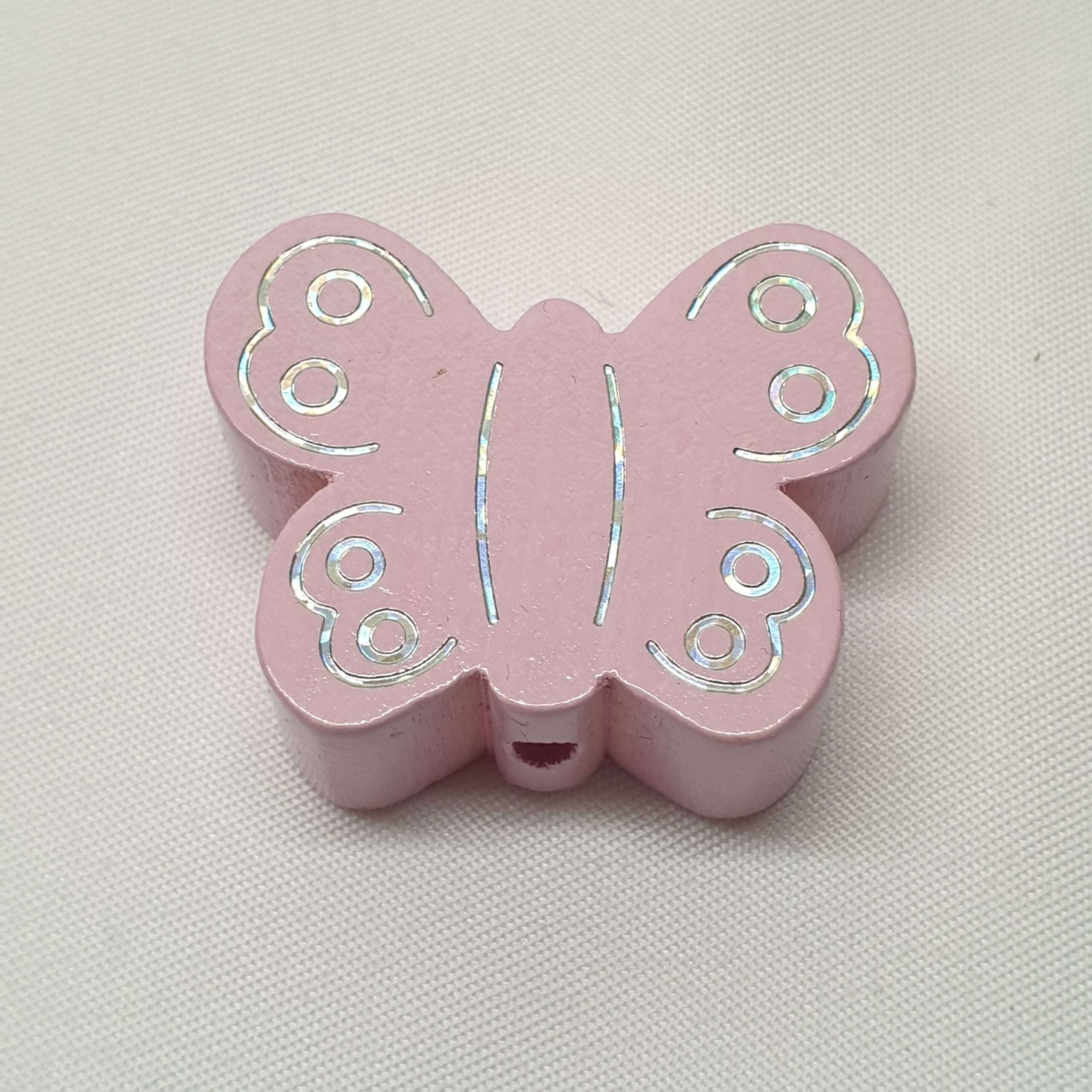 Motivperle Perle Motiv Schmetterling rosa babyrosa silberfarbener Glitter MP241