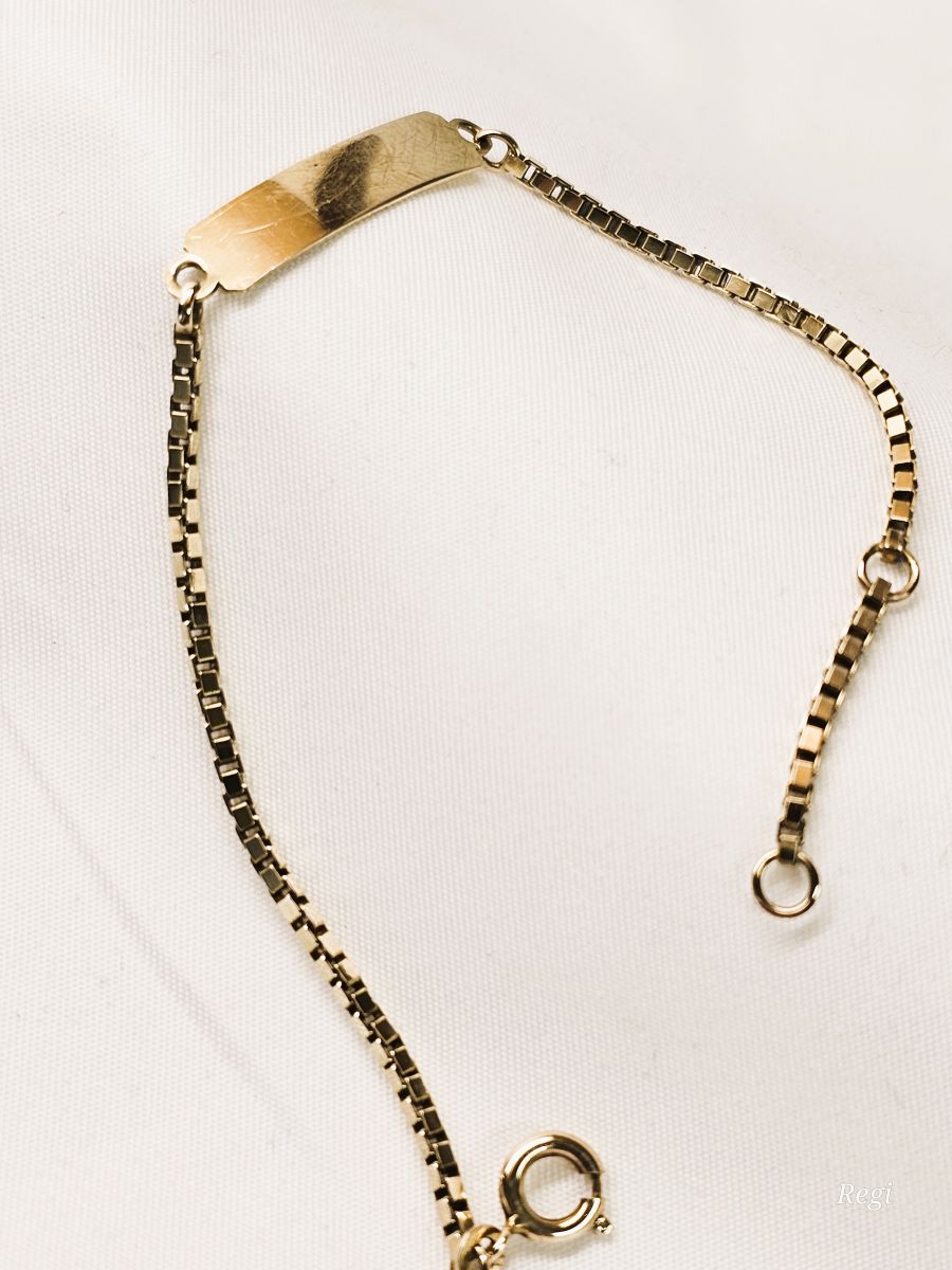 Goldarmband  16 - 18,5 cm Armband Venezianer Armbändchen FBM Gold 333 Gravurplatte Vintage elegant GA114