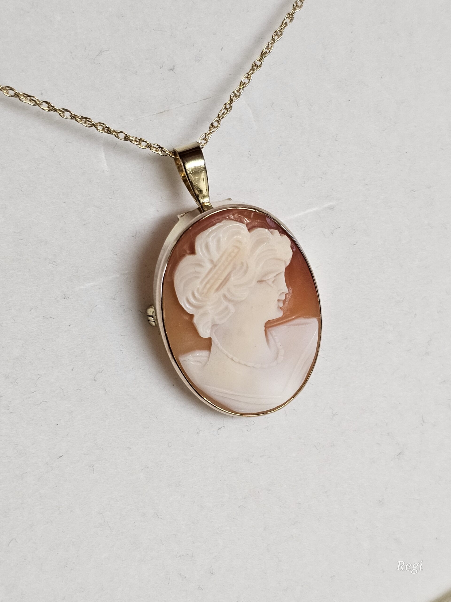 Brosche Anstecknadel Anhänger Gold 333 Gemme Kamee Frau Büste Shabby Vintage elegant GAN230