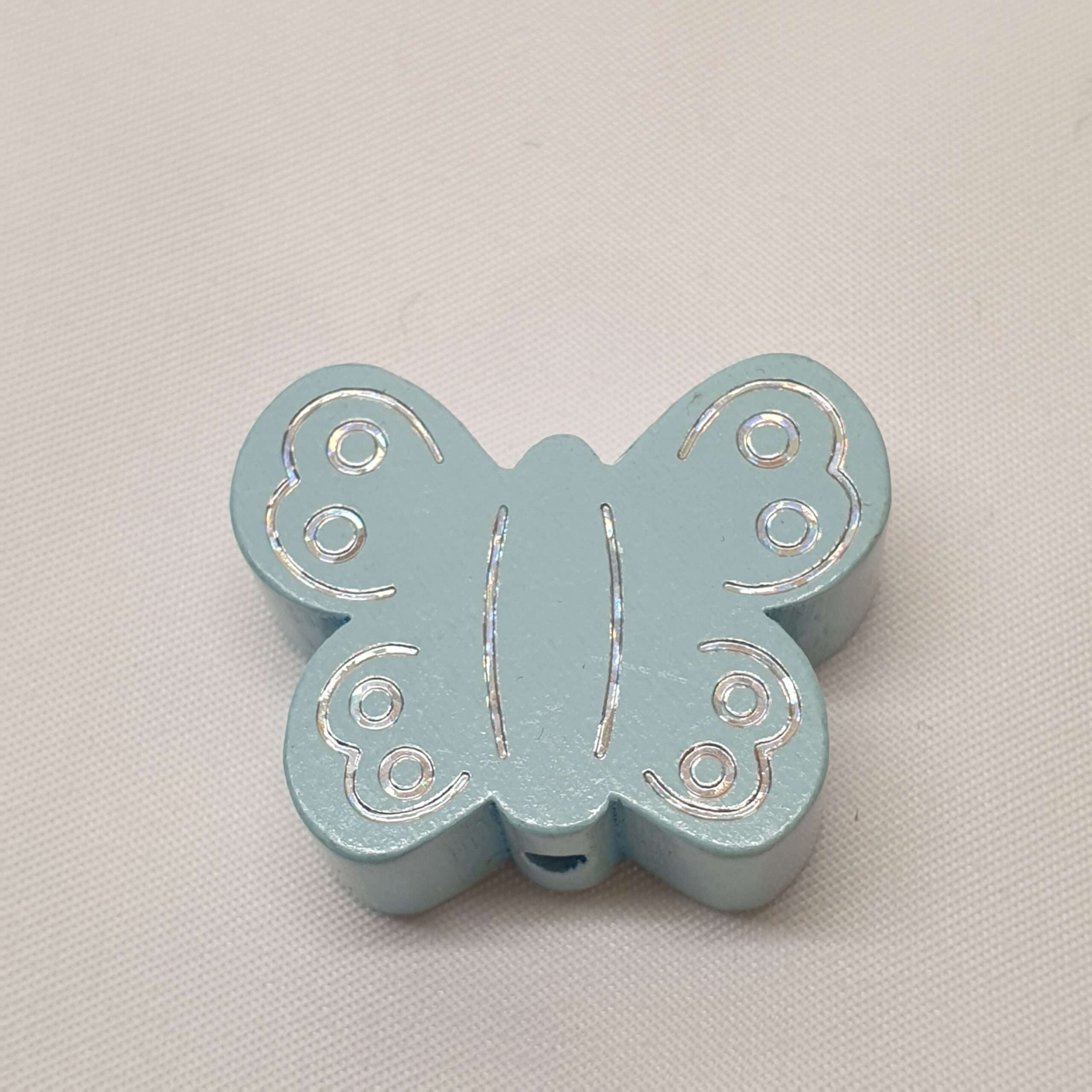 Motivperle Perle Motiv Schmetterling blau hellblau silberfarbener Glitter MP224