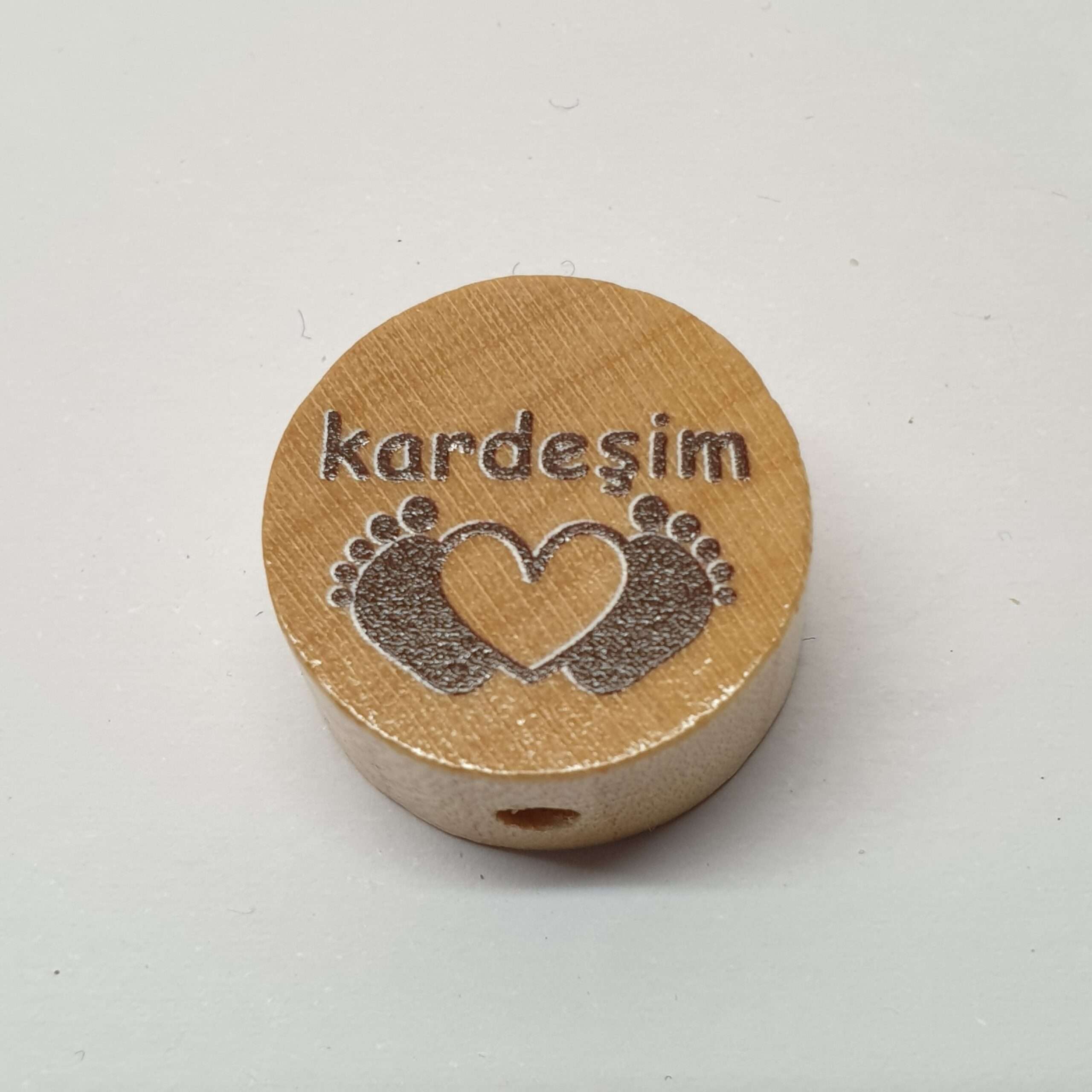 Motivperle Motiv Herz Füße Kardesim naturfarben braun MP150