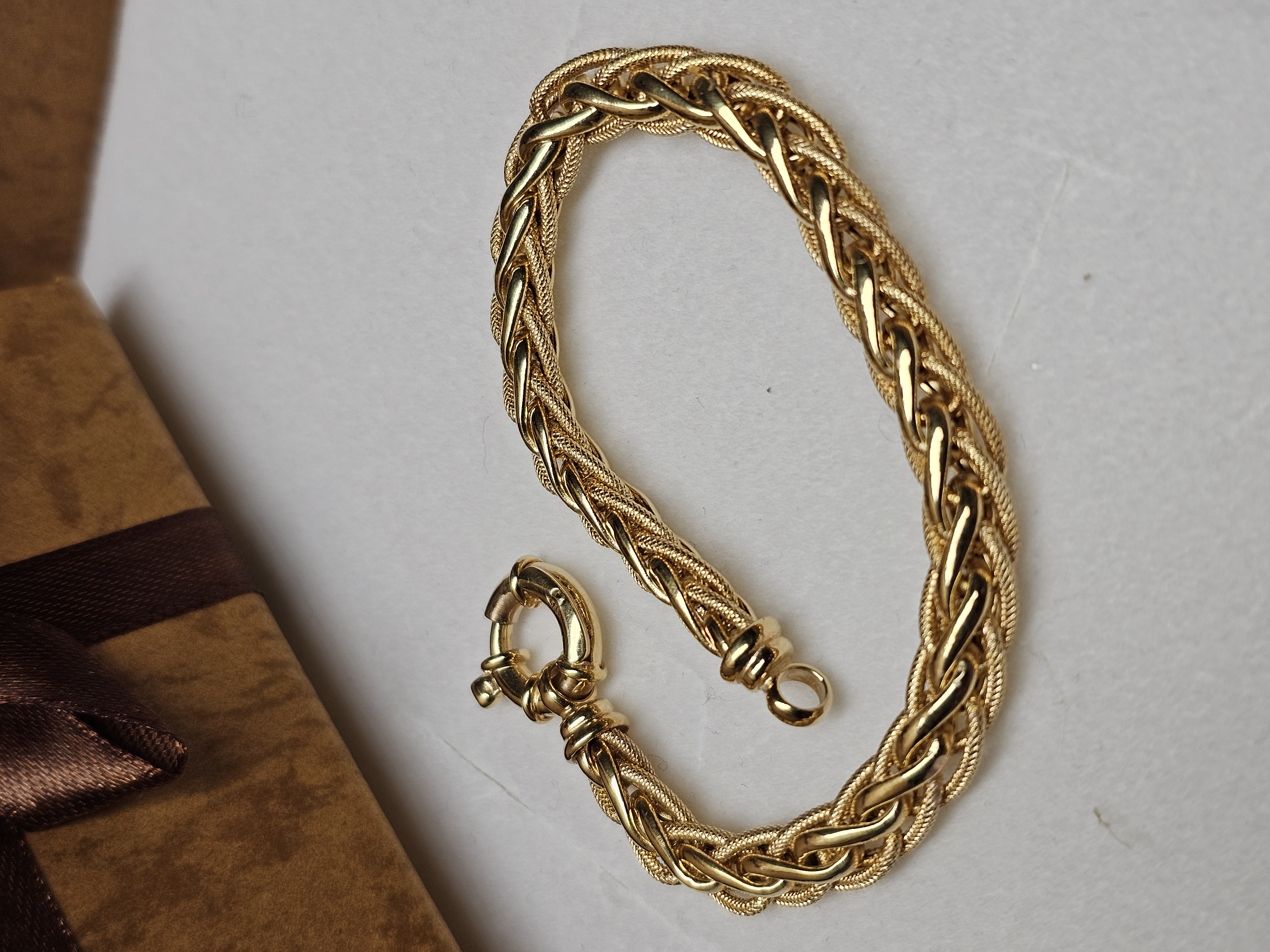 19 cm Nostalgisches Goldarmband Armband Gliederarmband 585 Vintage Design geflochten elegant selten rar GA112