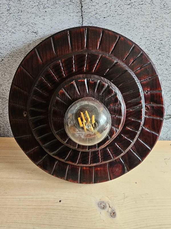 Handgearbeitete Deckenleuchte in Mahagoni Holz
