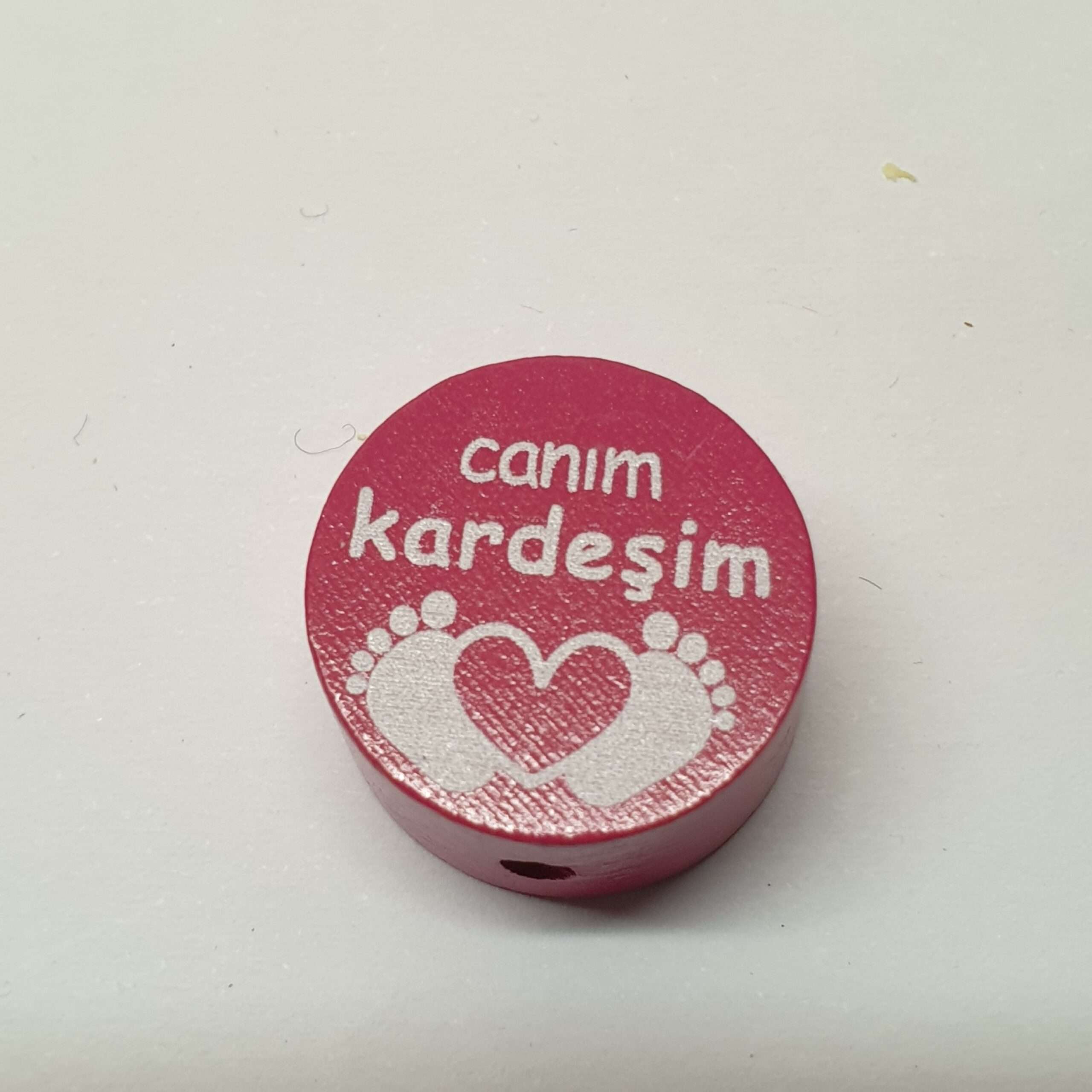 Motivperle Motiv Herz Füße Canim Kardesim rosa dunkelrosa MP147