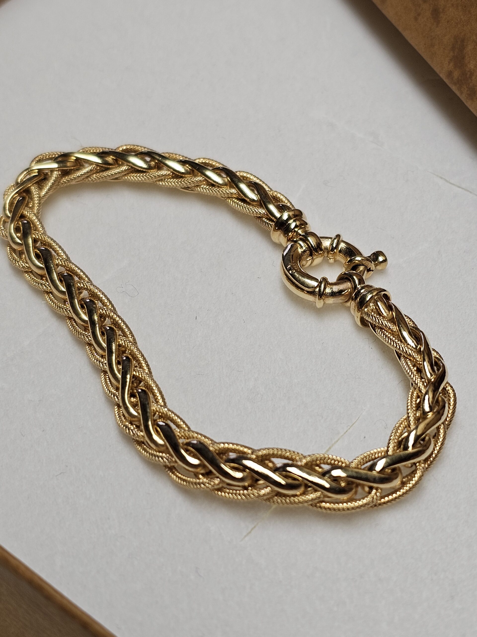 19 cm Nostalgisches Goldarmband Armband Gliederarmband 585 Vintage Design geflochten elegant selten rar GA112