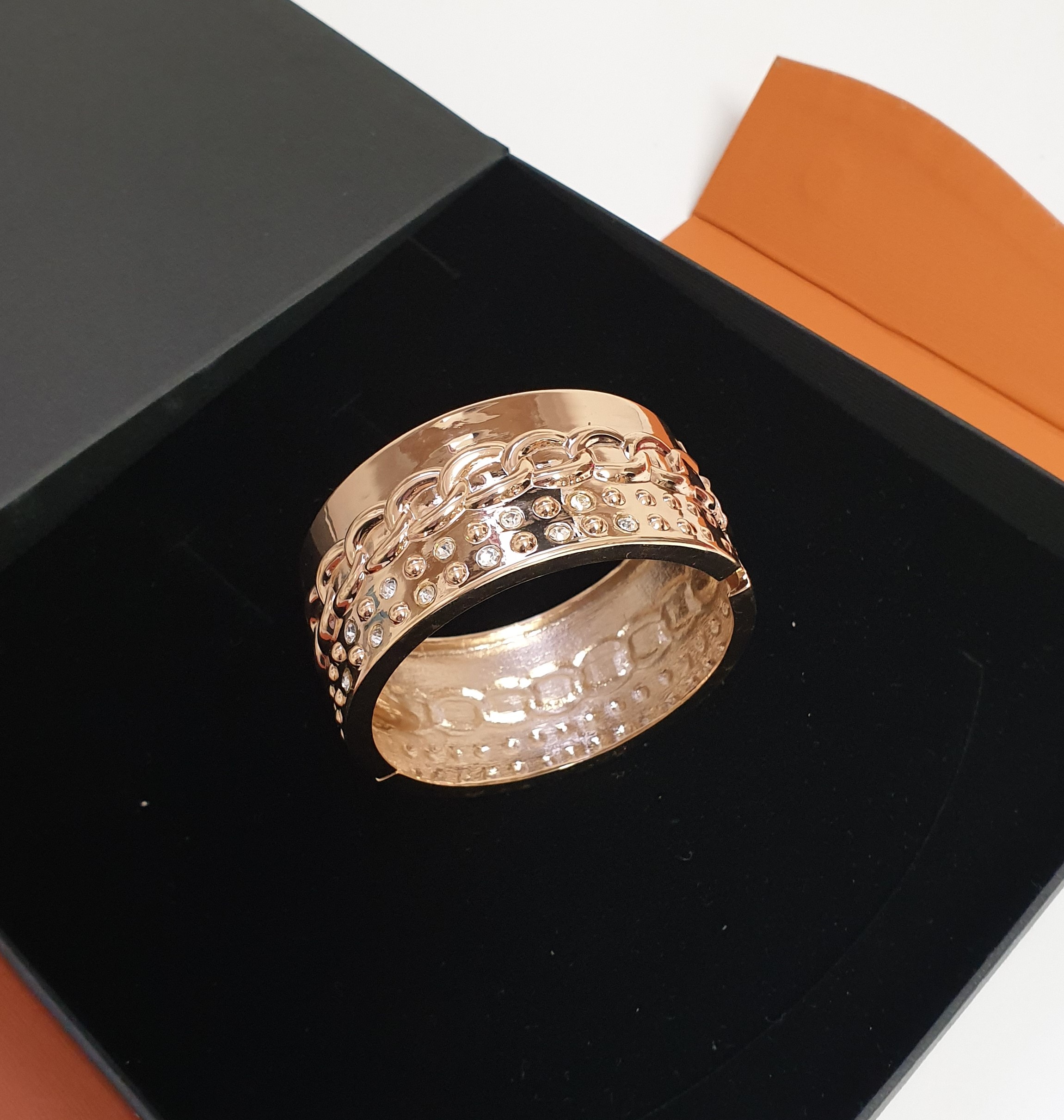 Breites Armband vergoldet Kristalle klar Vintage elegant MAB102