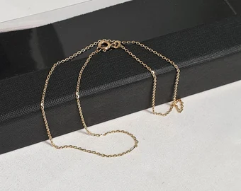 39,5 cm / 0,8 mm Halskette Kette Gliederkette Ankerkette Gelbgold Gold 333 Vintage elegant GK106