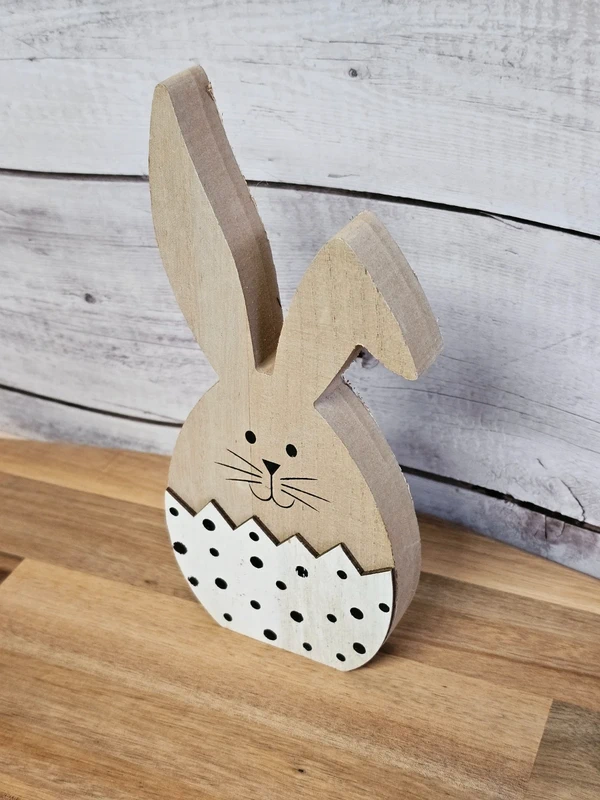 Ostern Frühling Osterhase Hase MDF Holz Design Pünktchen schwarz weiß 22 x 10 x 3,5 cm