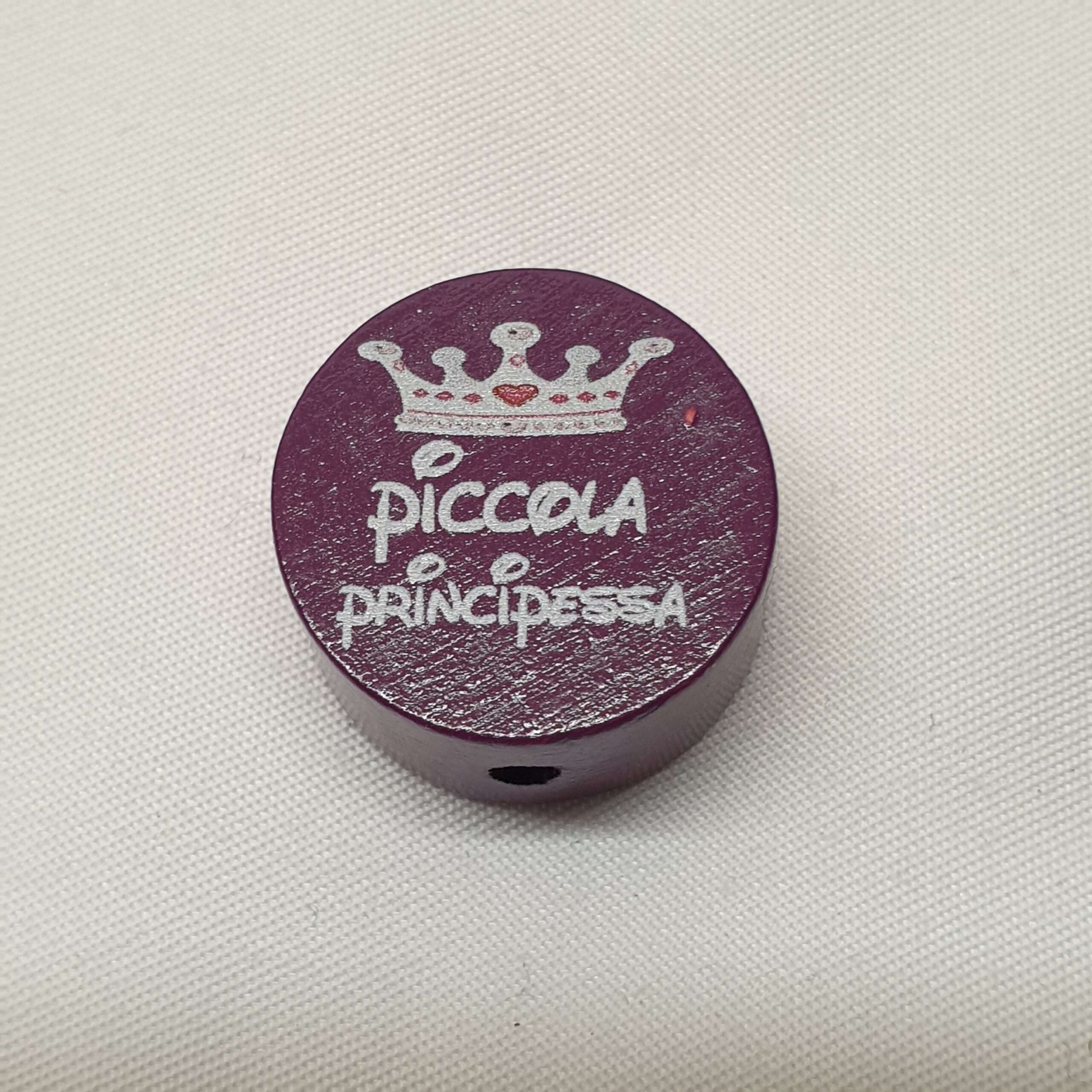 Motivperle Motiv Perle Scheibe rund Krone piccola principessa lila MP321
