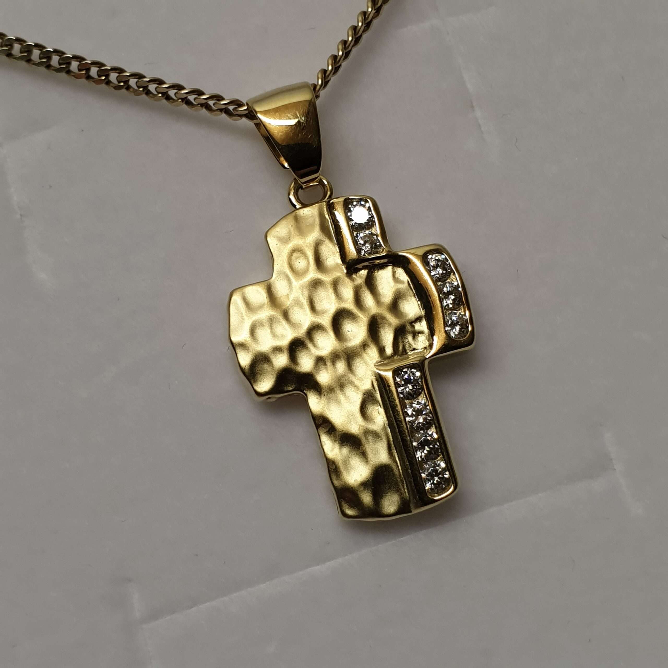 Anhänger Goldanhänger Kreuzanhänger Kreuz Gold 333 Kristalle klar Design Vintage elegant GAN126