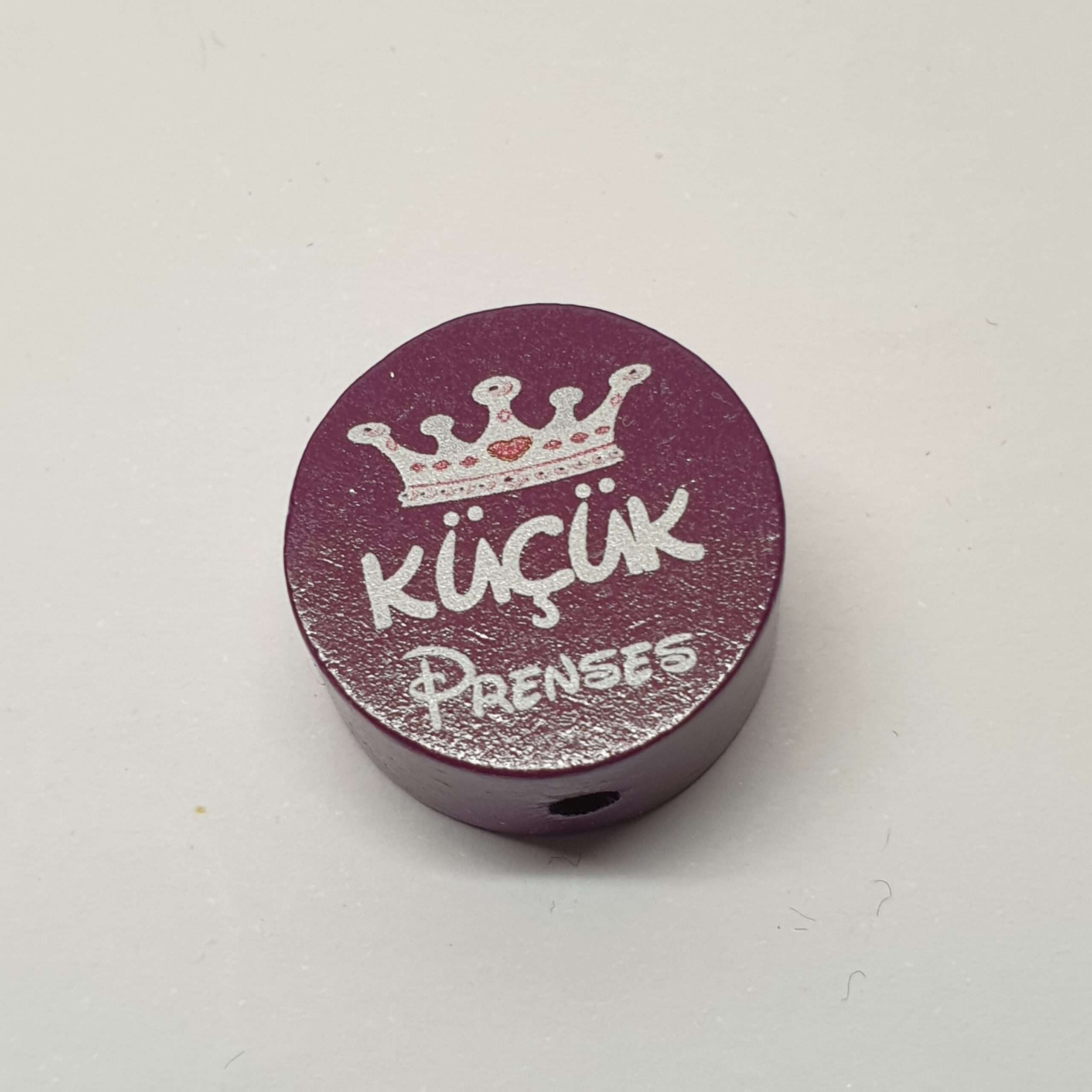 Motivperle Scheibe Motiv Krone Kücük Prenses lila MP103