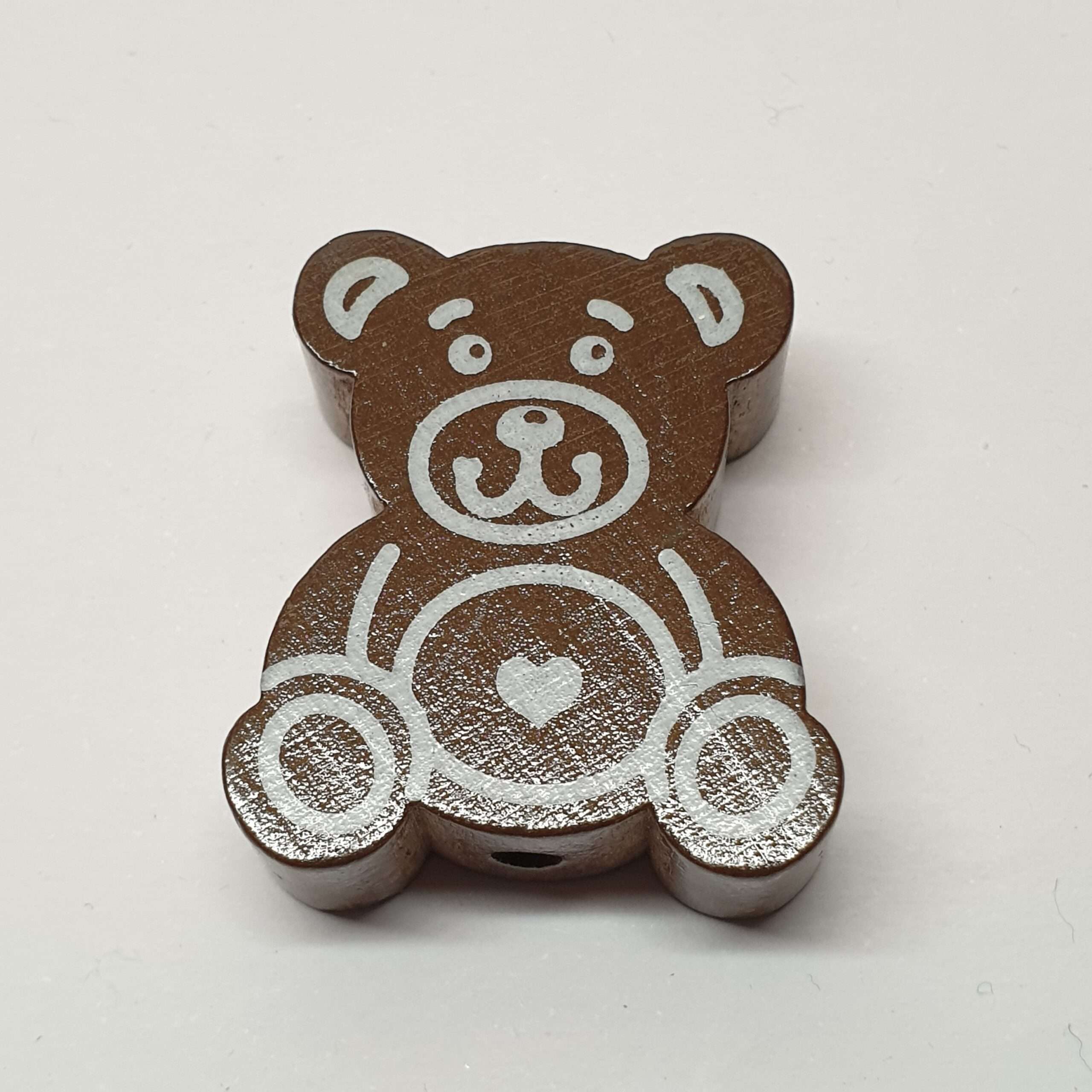 Motivperle Bär Teddybär Bärchen dunkelbraun braun weiß MP168