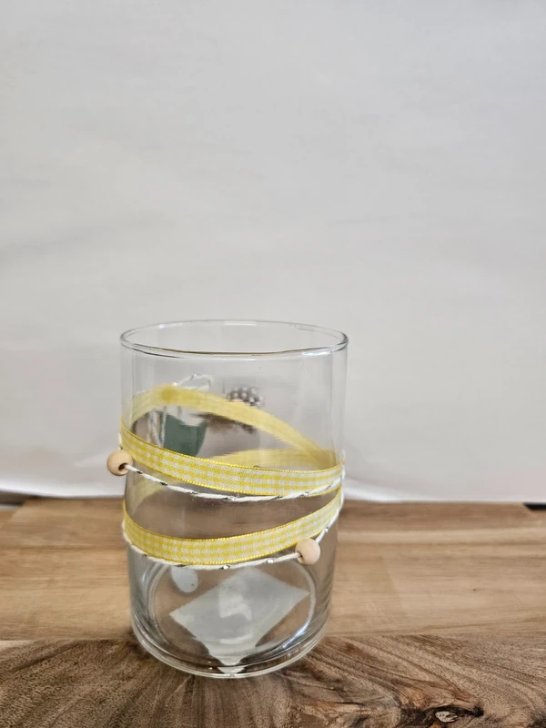 Boltze Windlicht Gitta gelbe Schleife Vogel grün