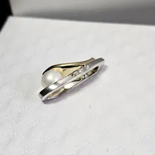Goldanhänger Anhänger ohne Kette Gold 585 teilplatiniert Perle & 3 Stck. Diamantsteinchen Design Vintage Eleganz GAN260