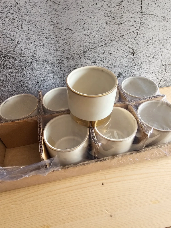 8 Stck. Übertopf Juna weiß / gold Blumentopf Gefäß