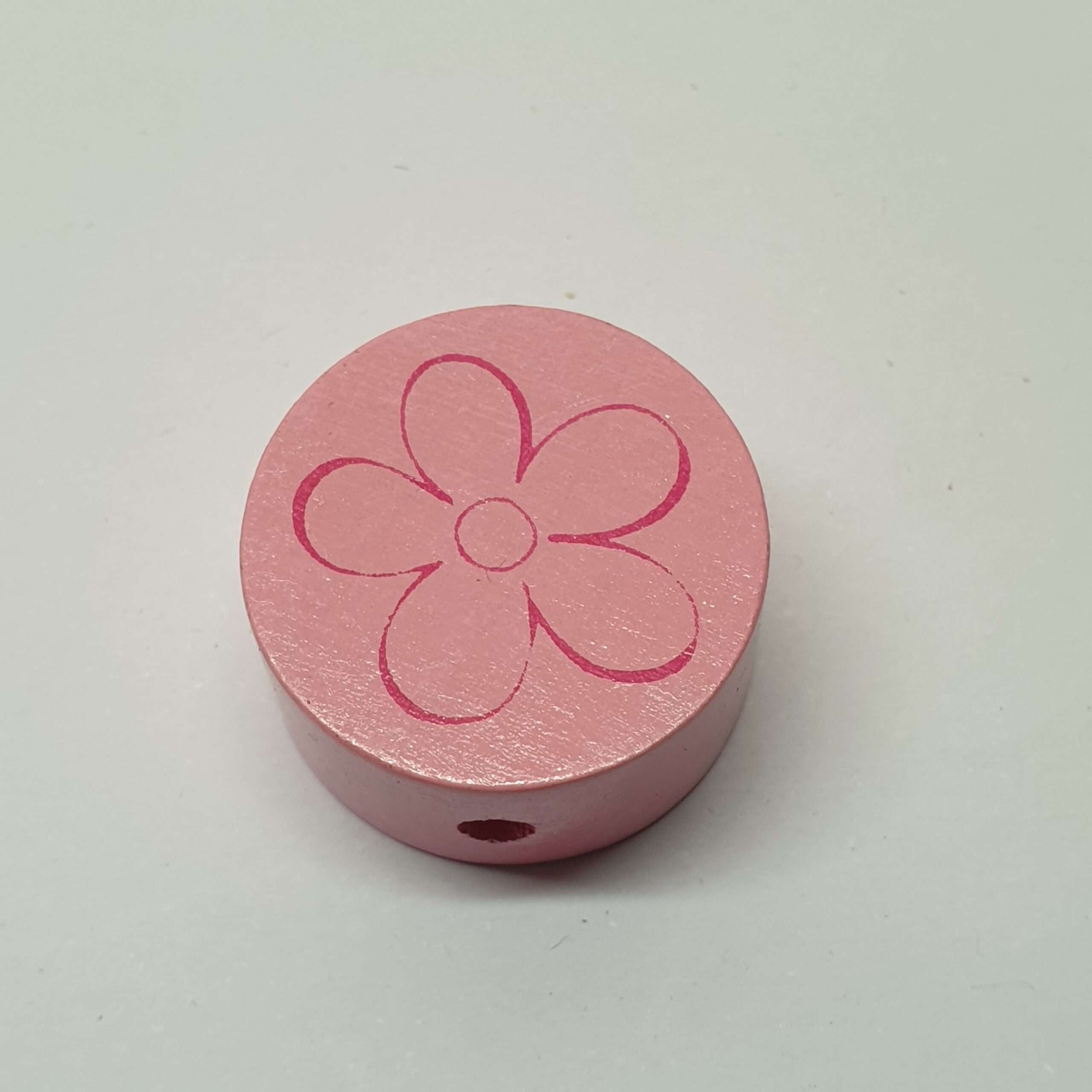 Motivperle Perle rund Scheibe Motiv Blume Blümchen rosa MP155