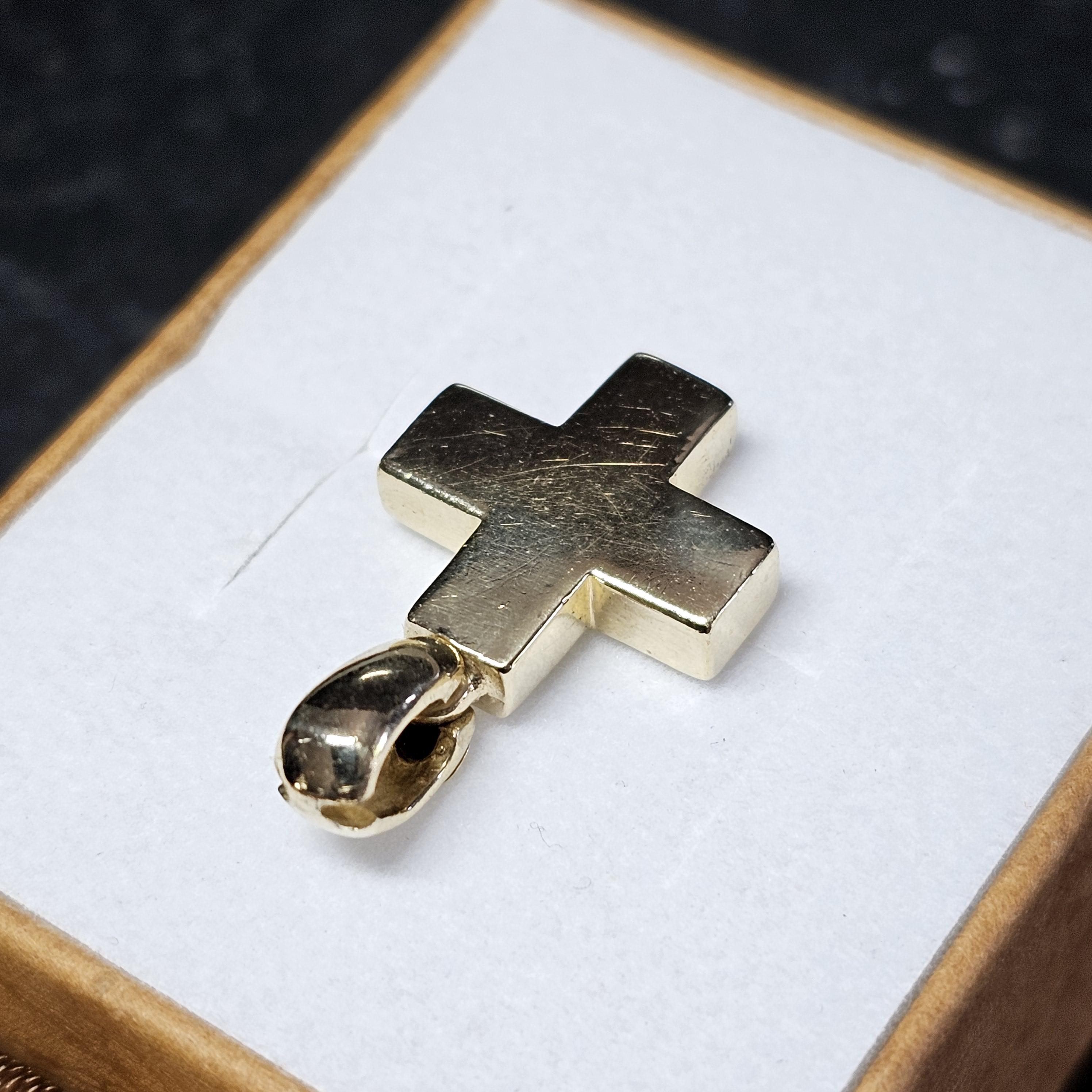 Anhänger Kreuz klein - ohne Kette - Gold 585 massiv schlichtes Design Vintage elegant GAN148