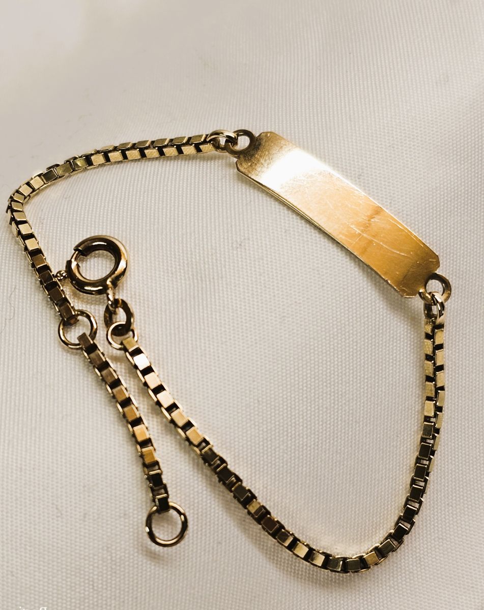 Goldarmband  16 - 18,5 cm Armband Venezianer Armbändchen FBM Gold 333 Gravurplatte Vintage elegant GA114