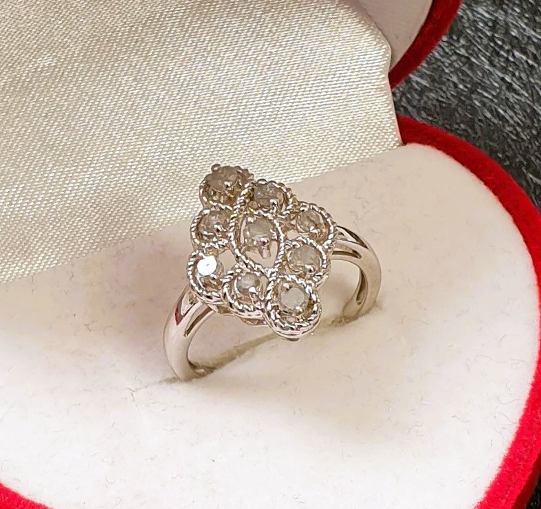 17 mm Nostalgischer Ring Silber 925 Diamanten edel Vintage SR1554
