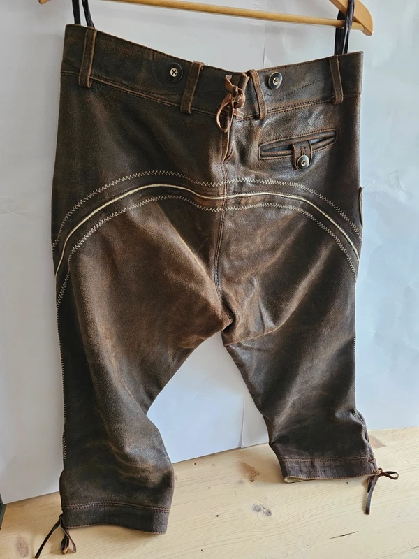 Trachten Lederhose dreiviertel lang Gr. 52 Echtleder XL·S