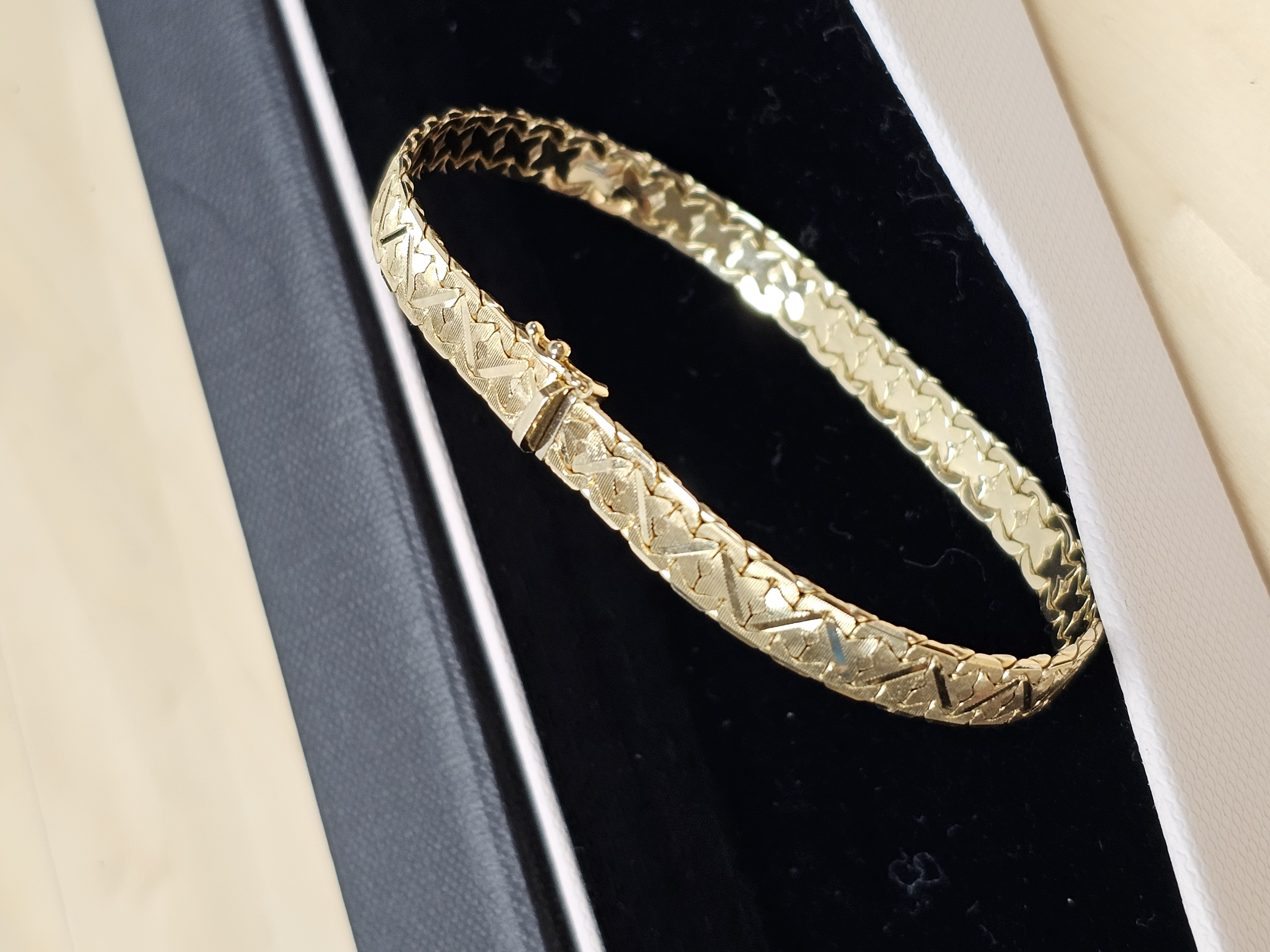 18 cm Milanaise Teppicharmband Schlangenarmband Armband Gold 585 Vintage elegant glänzend GA125