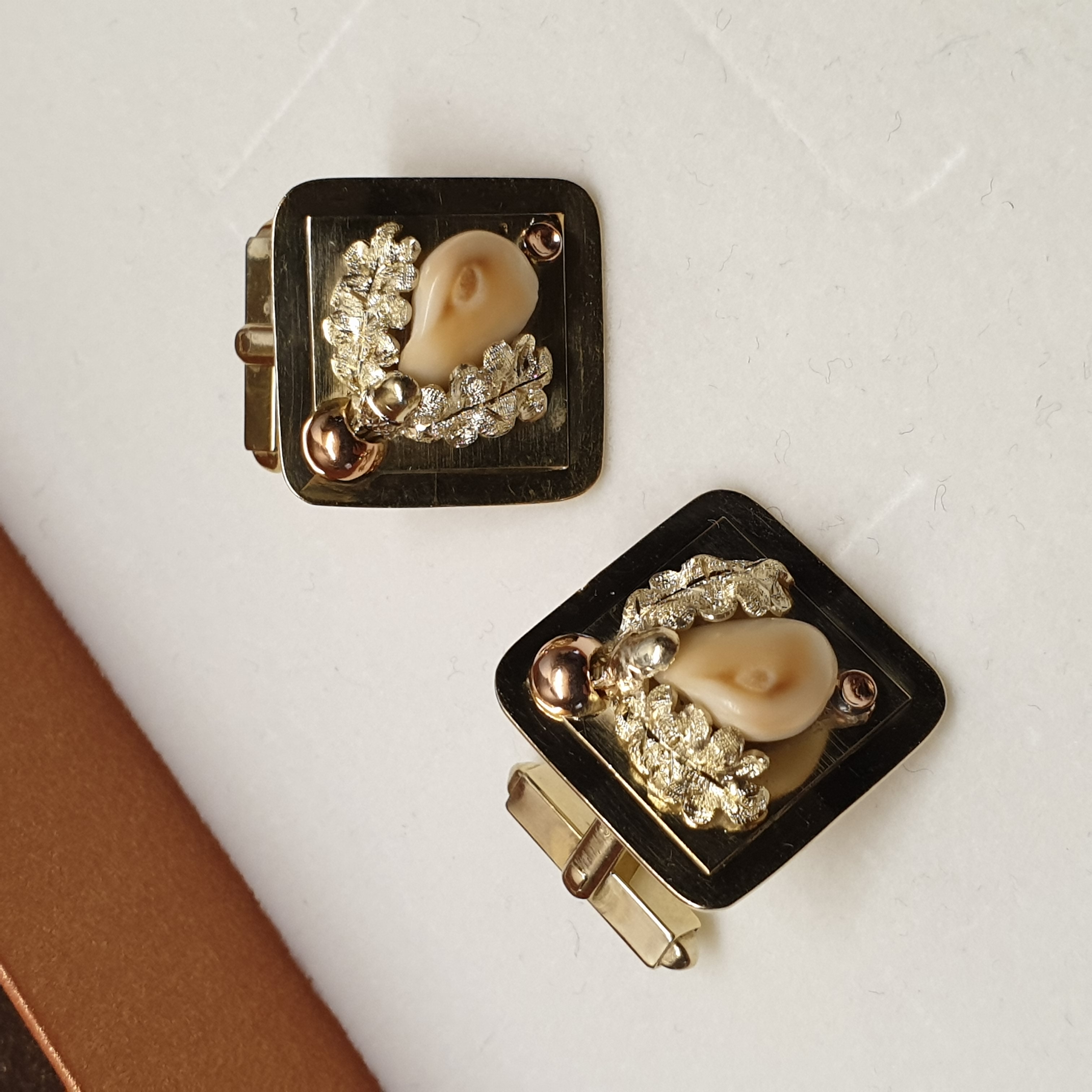Trachtenschmuck Jagdschmuck Design Manschettenknöpfe Gold 585 Grandeln Vintage elegant GM101