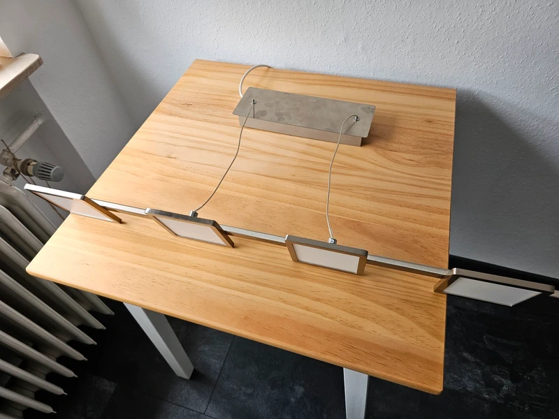 LED Pendelleuchte modern 4-flammig Silber matt, Breite 80cm