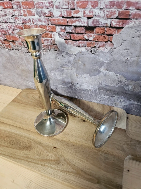 2 St. Kerzenständer Metall Dekoration 22 cm silberfarben