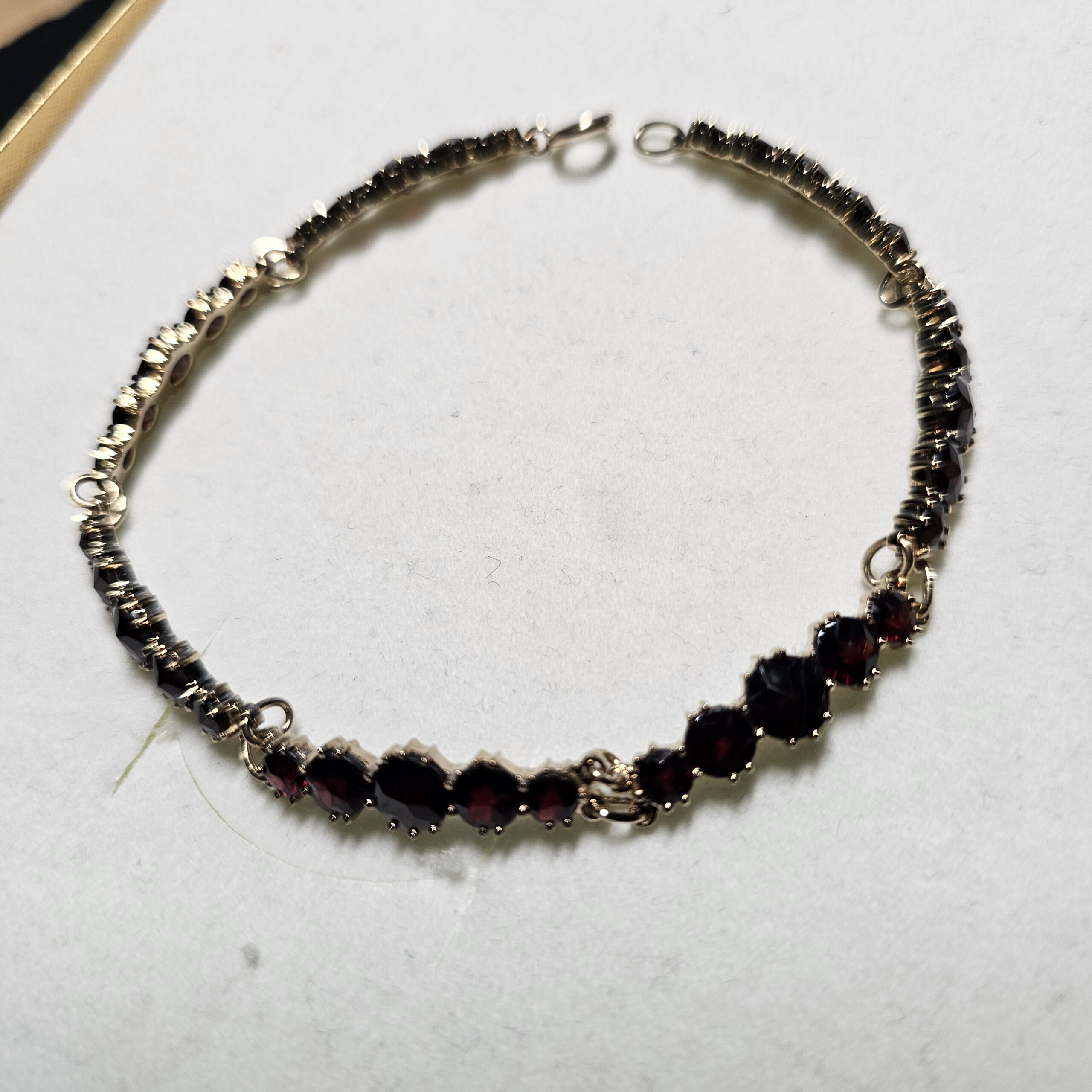 21 cm Nostalgisches Armband Gliederarmband Gold 333 Granat Shabby Vintage elegant GA124