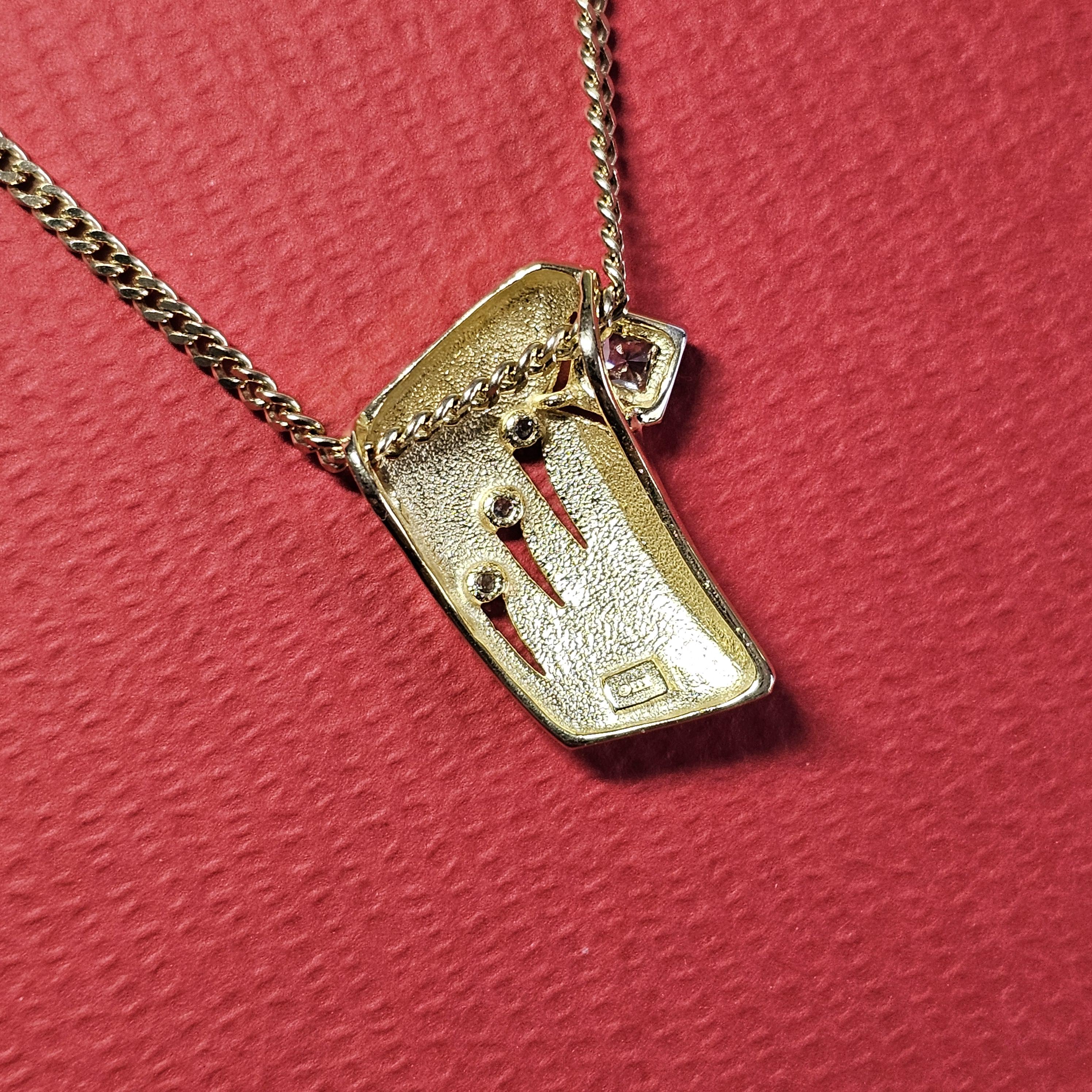 Stylischer Anhänger ohne Kette Gold 333 matt glänzend Kristalle klar durchbrochenes Design Vintage elegant GAN191