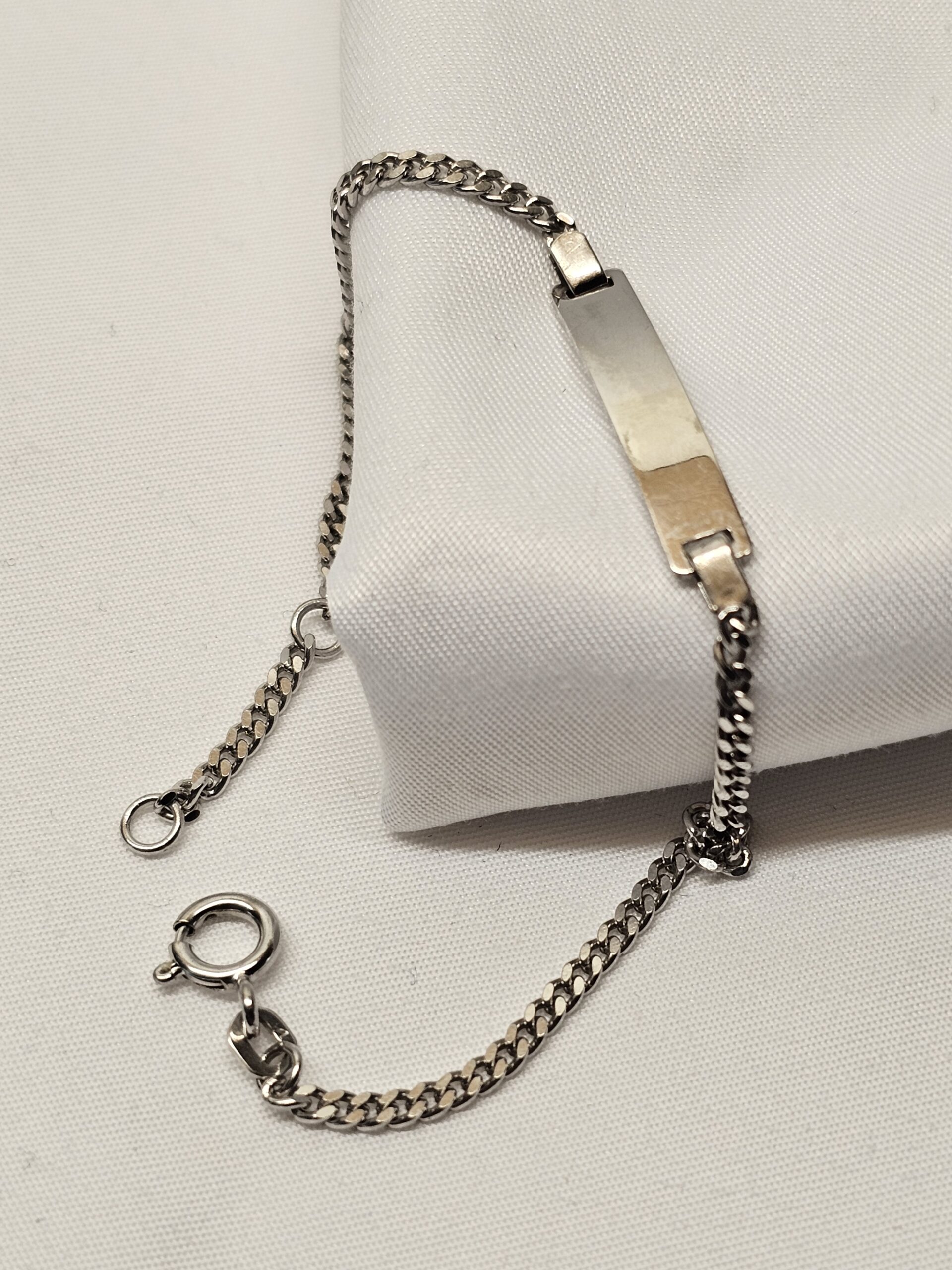 17 / 19 cm Armband Armbändchen Silberarmband Panzerarmband Silber 925 Gravurplatte Vintage elegant SA570