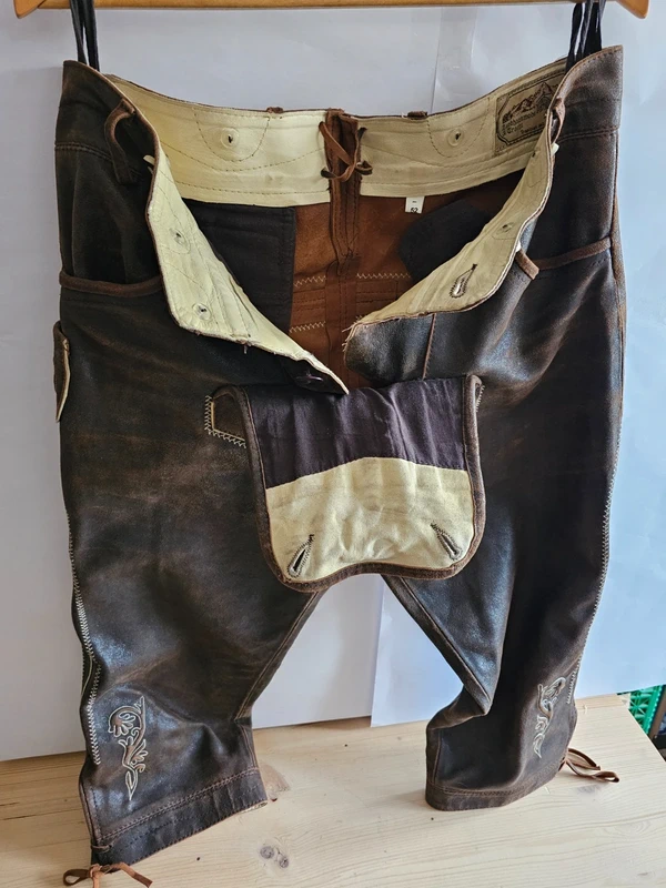 Trachten Lederhose dreiviertel lang Gr. 52 Echtleder XL·S