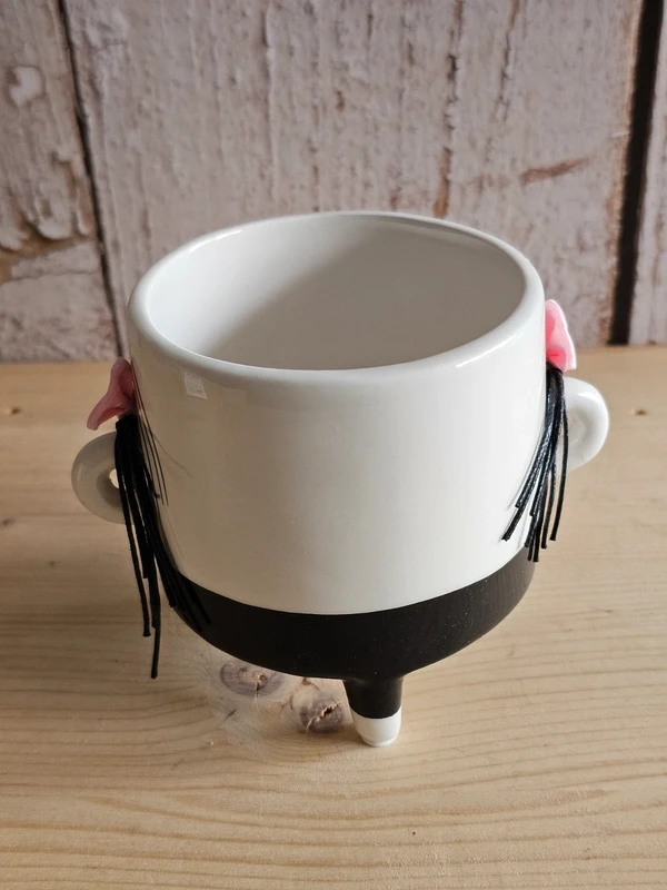 4 Stck. Blumentopf Gesicht-Luzi, schwarz,weiß, Keramik