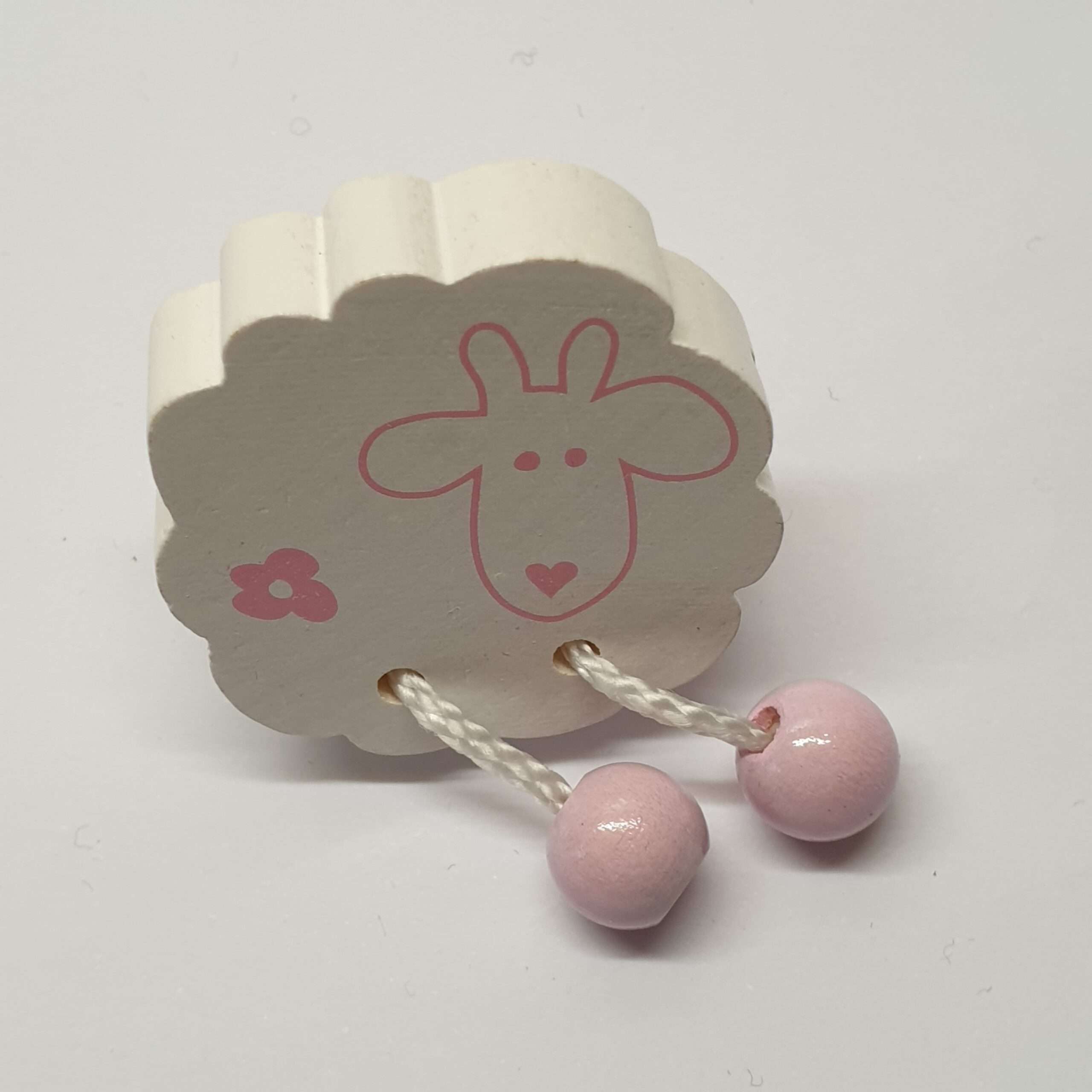 Motivperle Figur Fädelfigur Schaf Schäfchen Bammelbeine weiß rosa babyrosa MP170-01