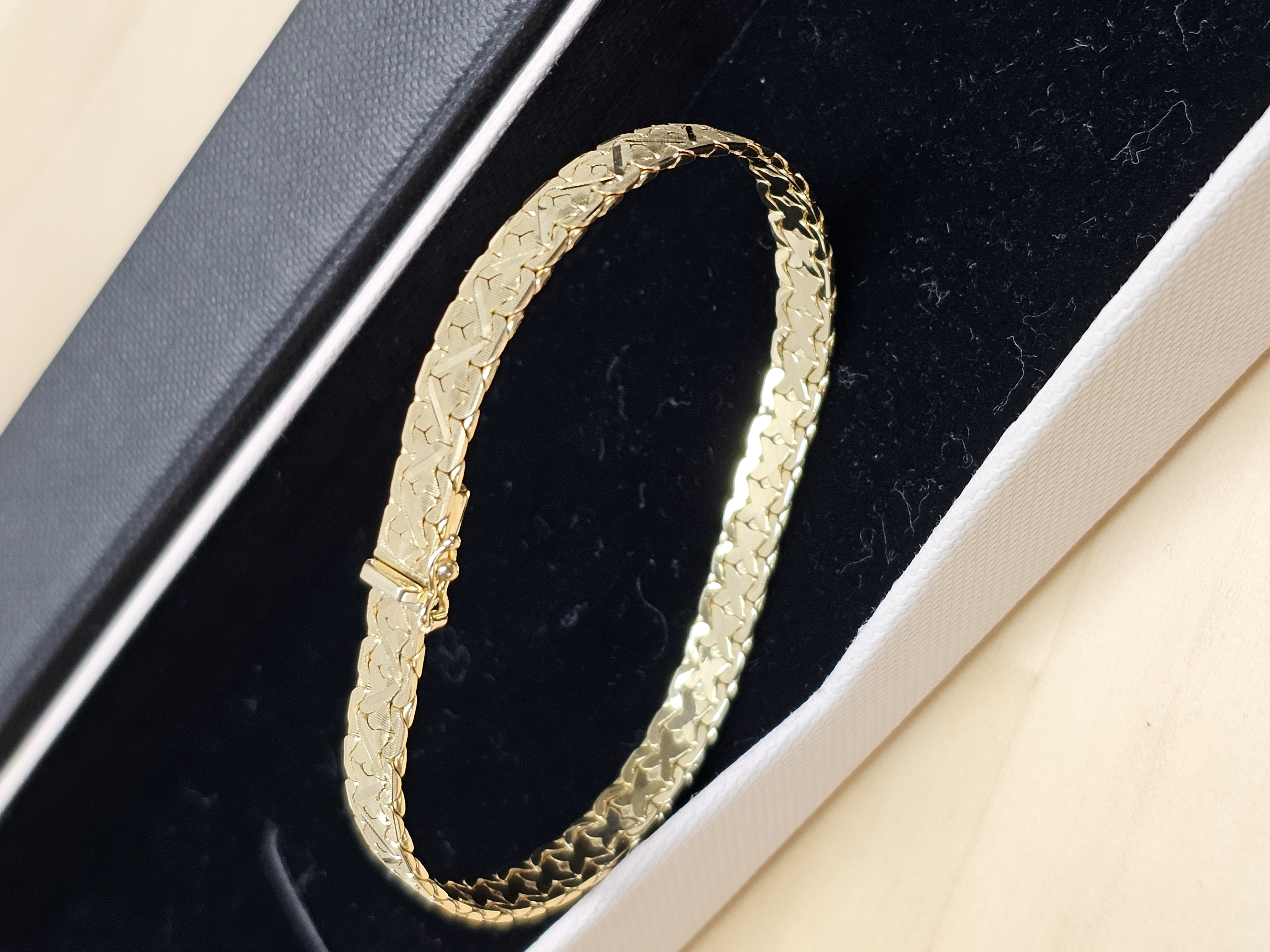 18 cm Milanaise Teppicharmband Schlangenarmband Armband Gold 585 Vintage elegant glänzend GA125