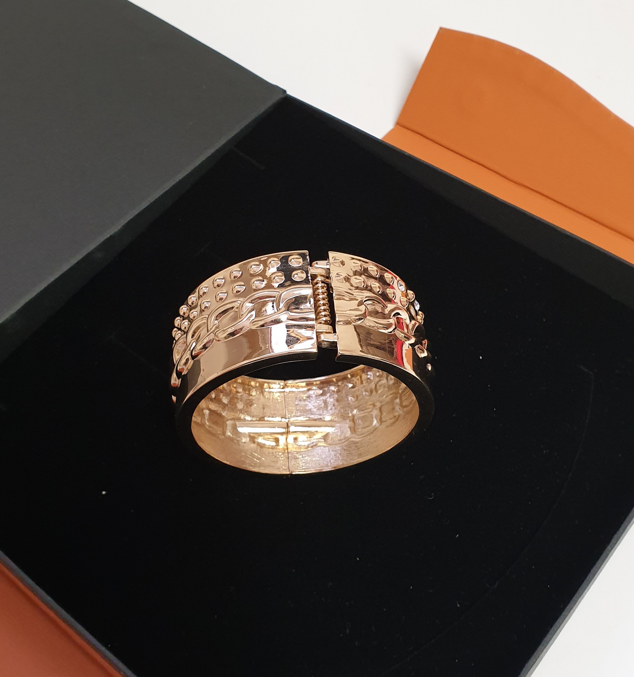 Breites Armband vergoldet Kristalle klar Vintage elegant MAB102