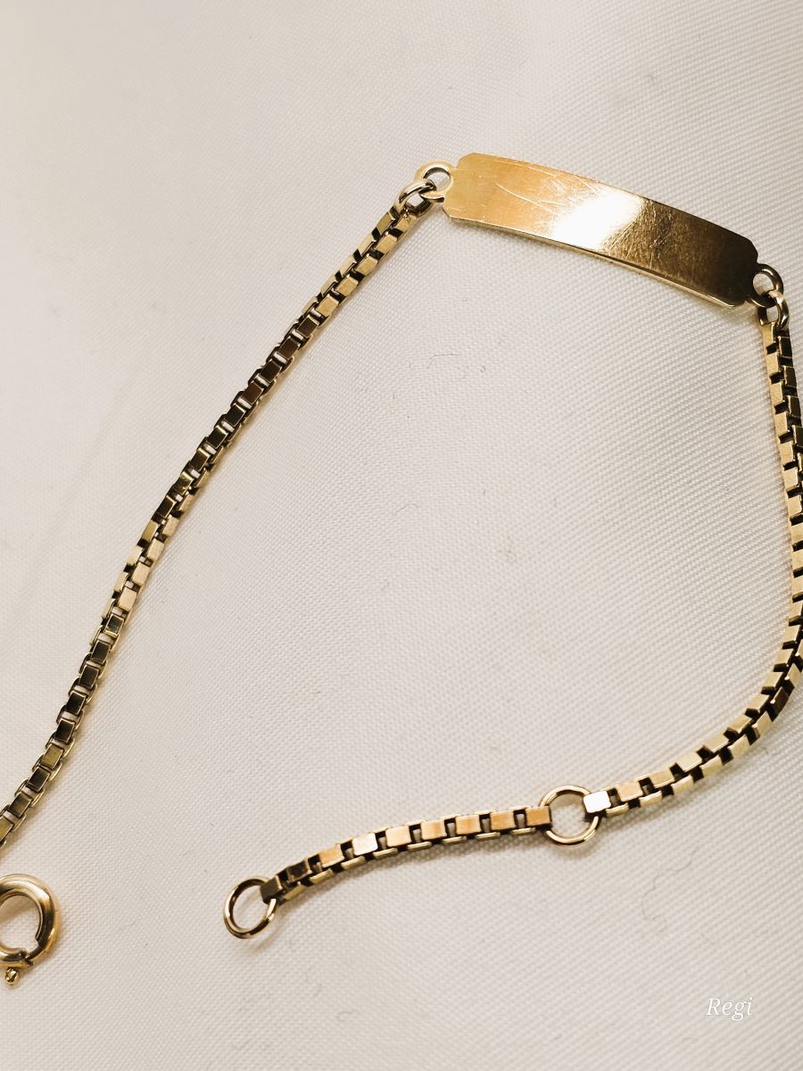 Goldarmband  16 - 18,5 cm Armband Venezianer Armbändchen FBM Gold 333 Gravurplatte Vintage elegant GA114