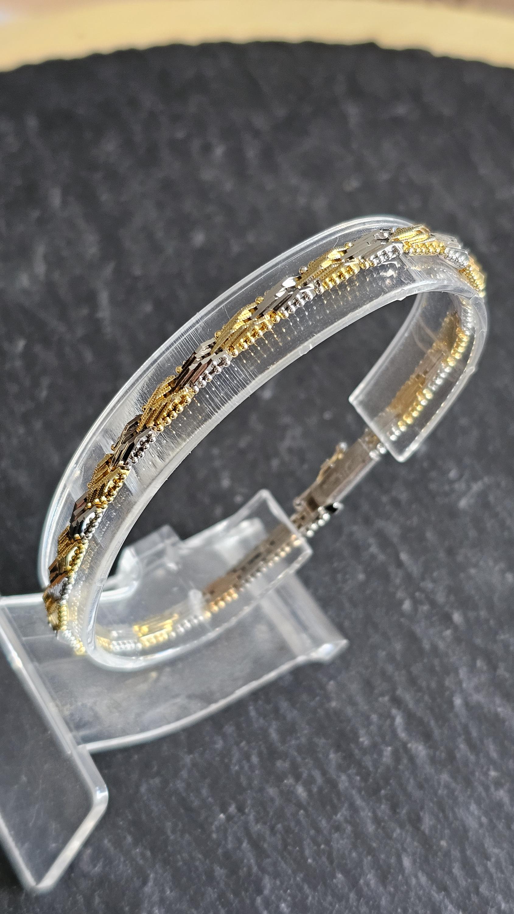 19 cm Silberarmband Armband Milanaise Teppicharmband schmal Silber 835 teilvergoldet Vintage elegant SA627