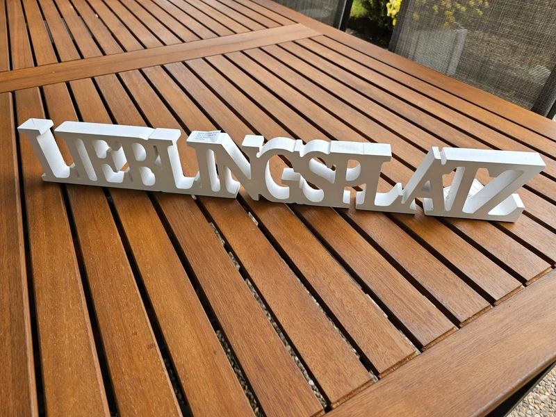 Boltze Schriftzug Dekoration Lieblingsplatz weiß 60 cm