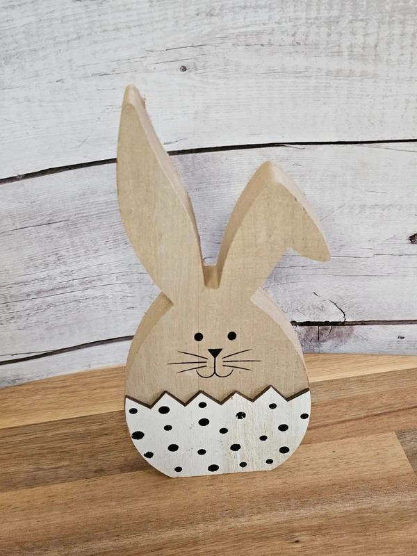 Ostern Frühling Osterhase Hase MDF Holz Design Pünktchen schwarz weiß 22 x 10 x 3,5 cm