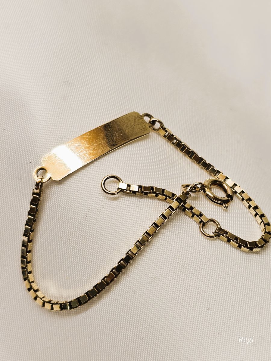 Goldarmband  16 - 18,5 cm Armband Venezianer Armbändchen FBM Gold 333 Gravurplatte Vintage elegant GA114